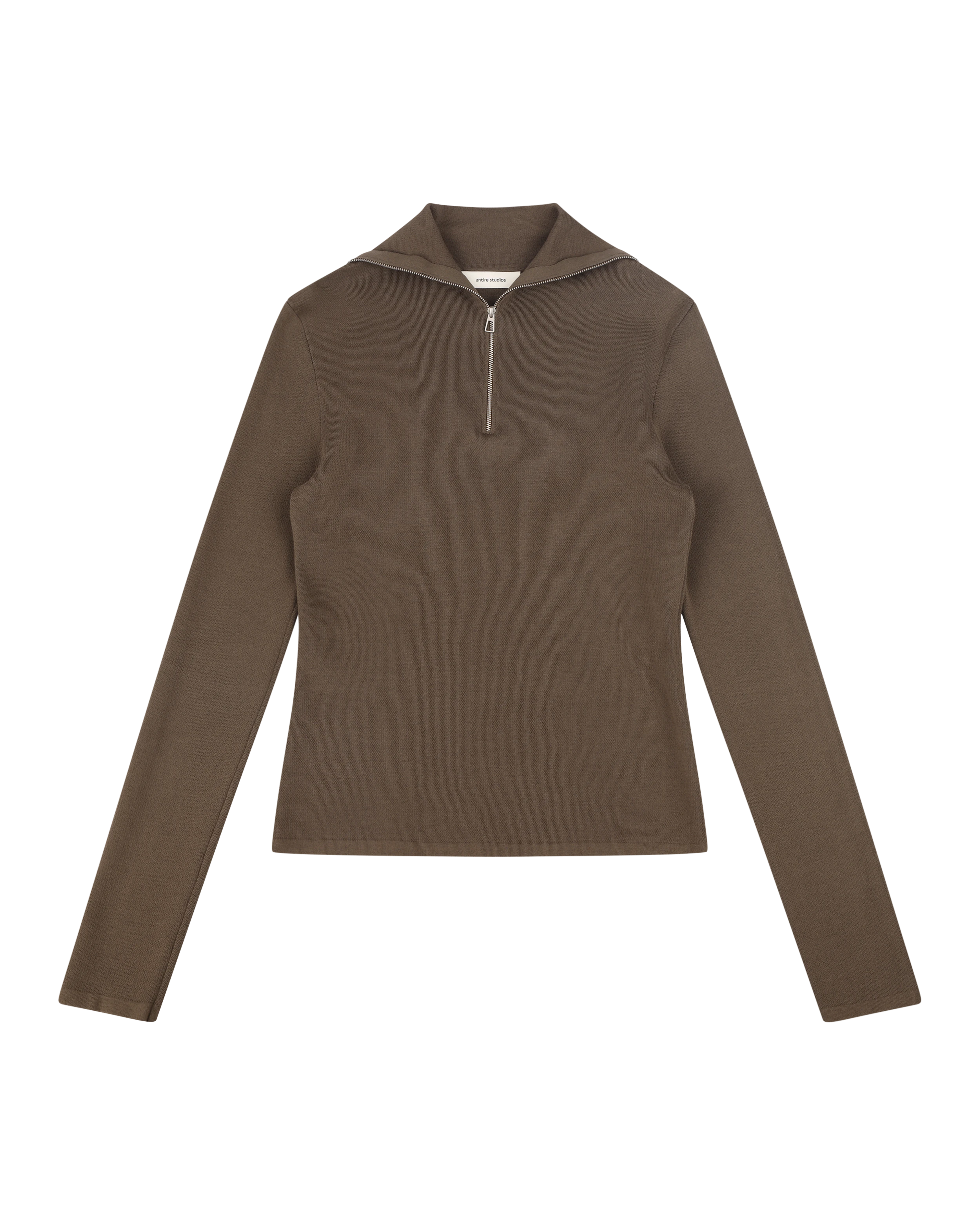 Zip Up Turtleneck Slim Brown - Image 3