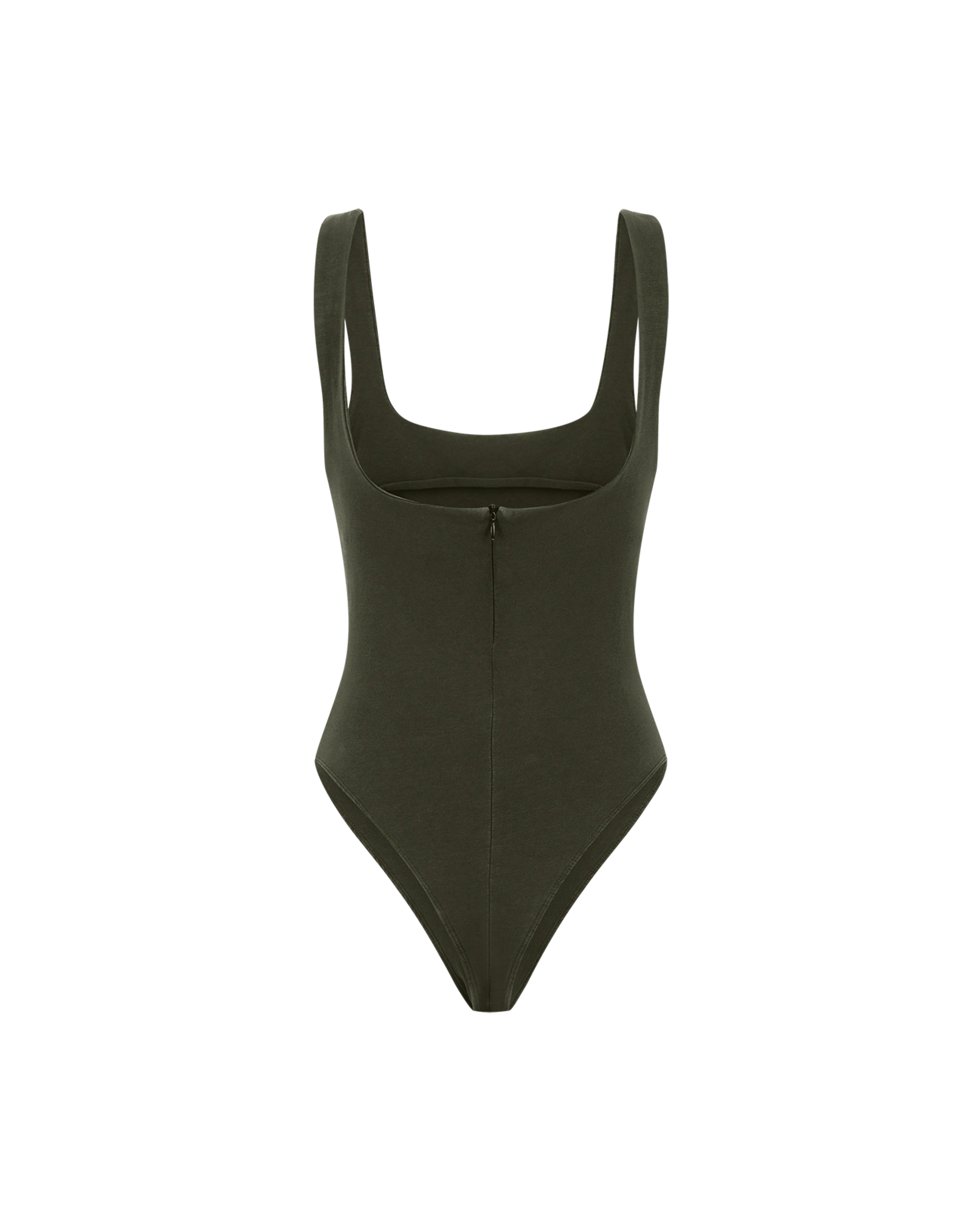 Square Neck Bodysuit Cotton Spandex Military - Image 2