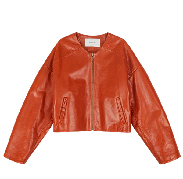 arced leather jacket copper - entire studios