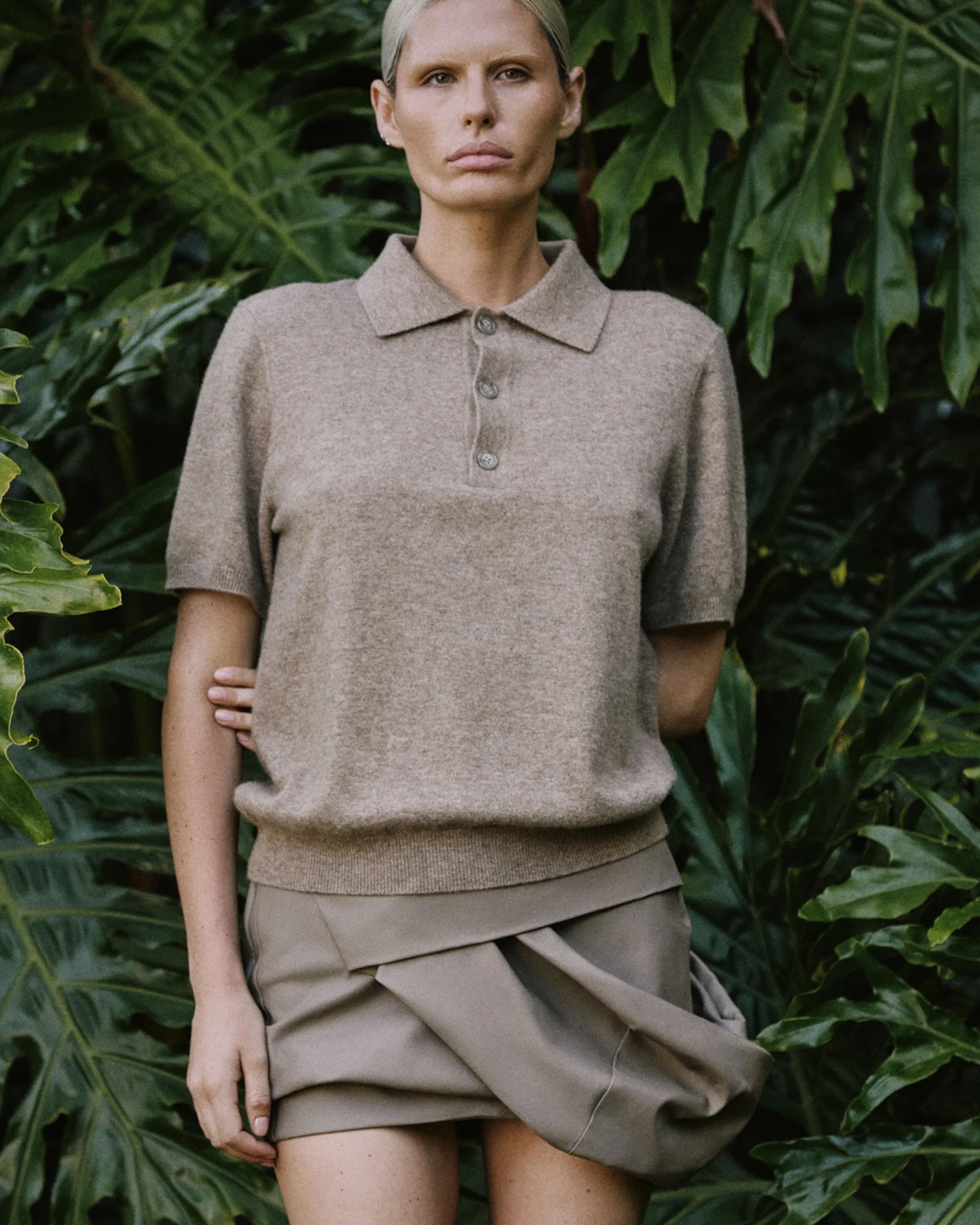 Structured Mini Skirt Taupe - Image 3