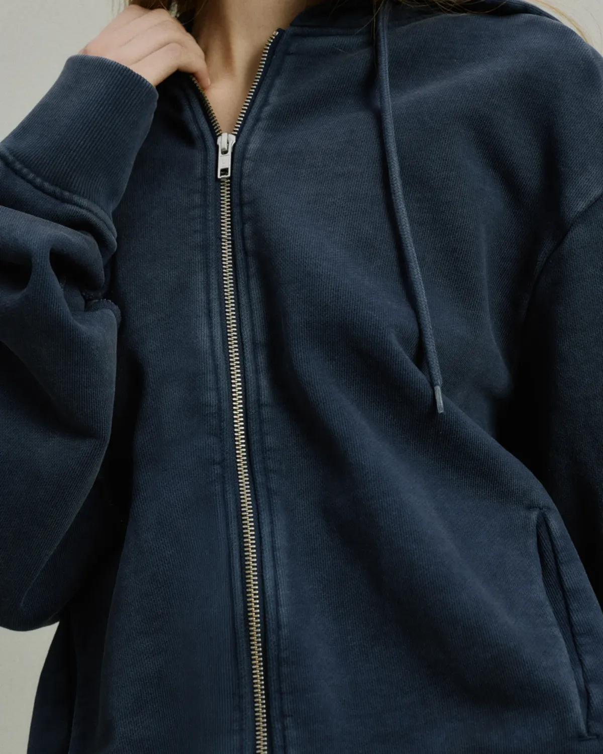 Slim Zip Up Salted Navy - Image 6