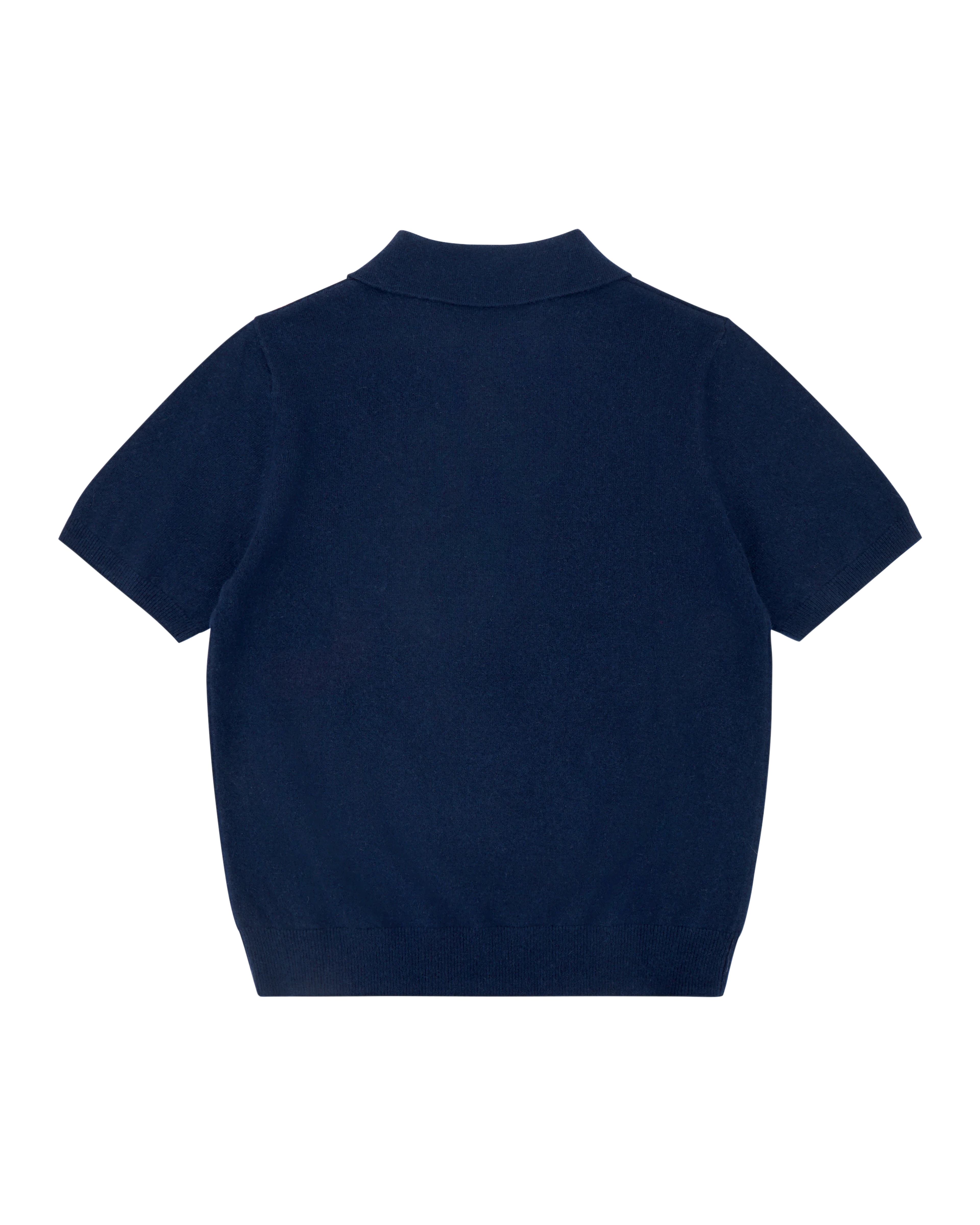 Short Sleeve Cashmere Knit Polo Navy - Image 6