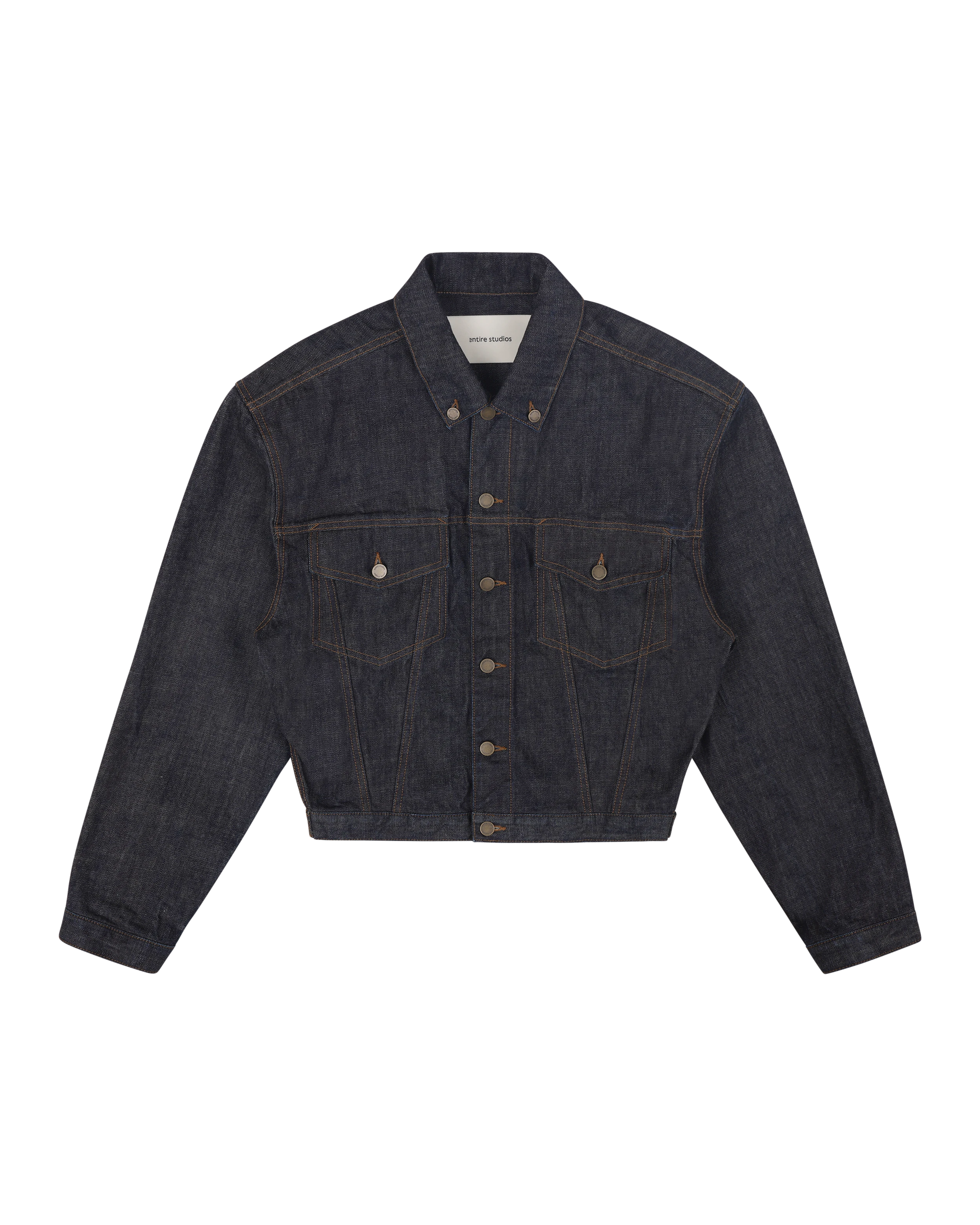 Shrunken Denim Jacket Raw Indigo - Image 2