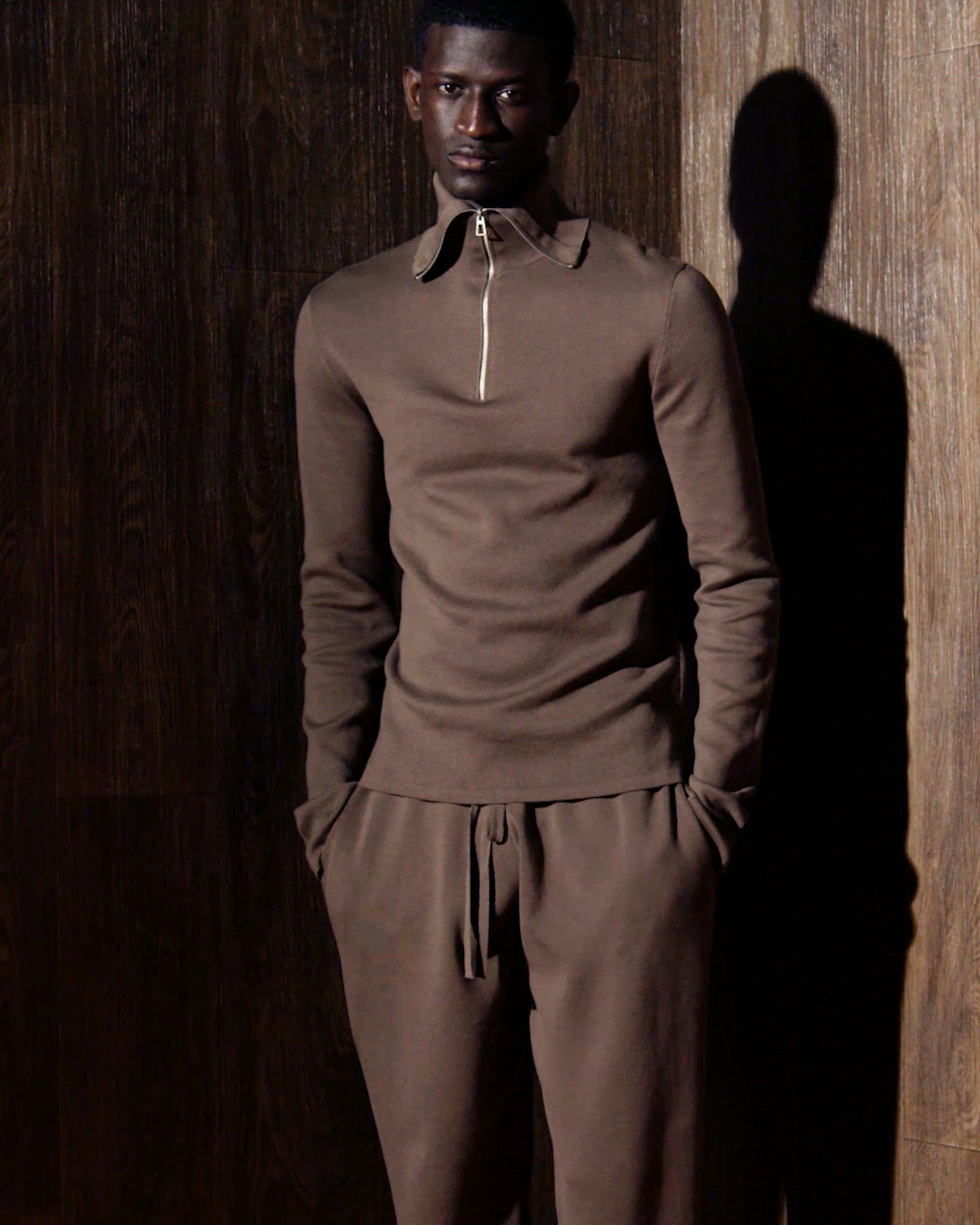 zip up turtleneck brown - entire studios