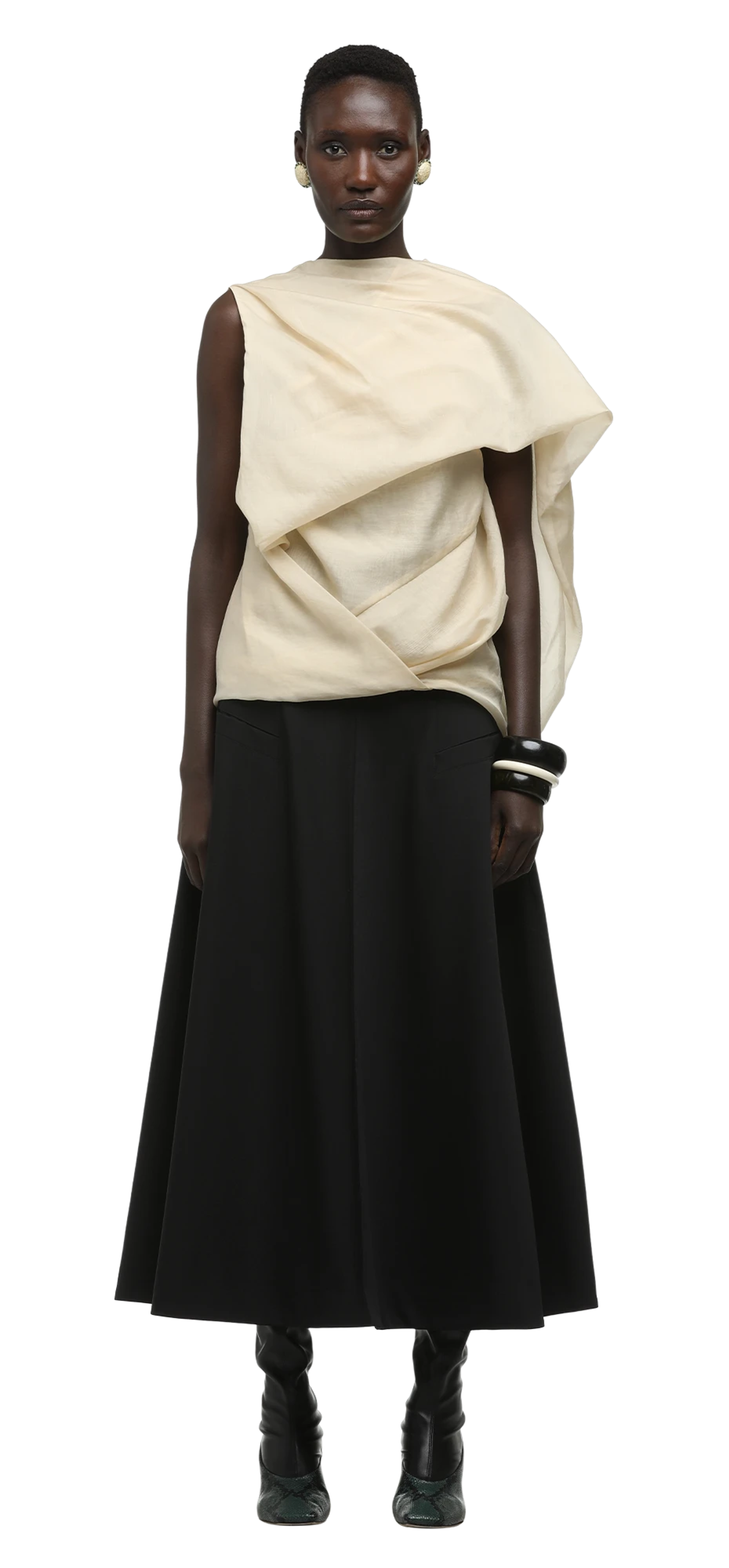 side-drape-top-soft-tan character front view