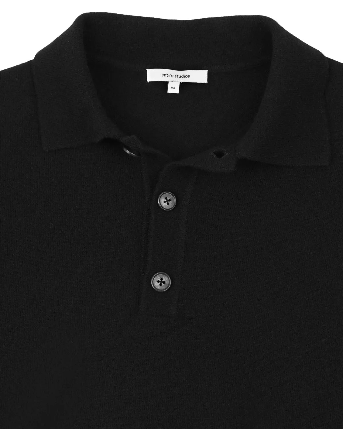 Short Sleeve Cashmere Knit Polo Black - Image 5