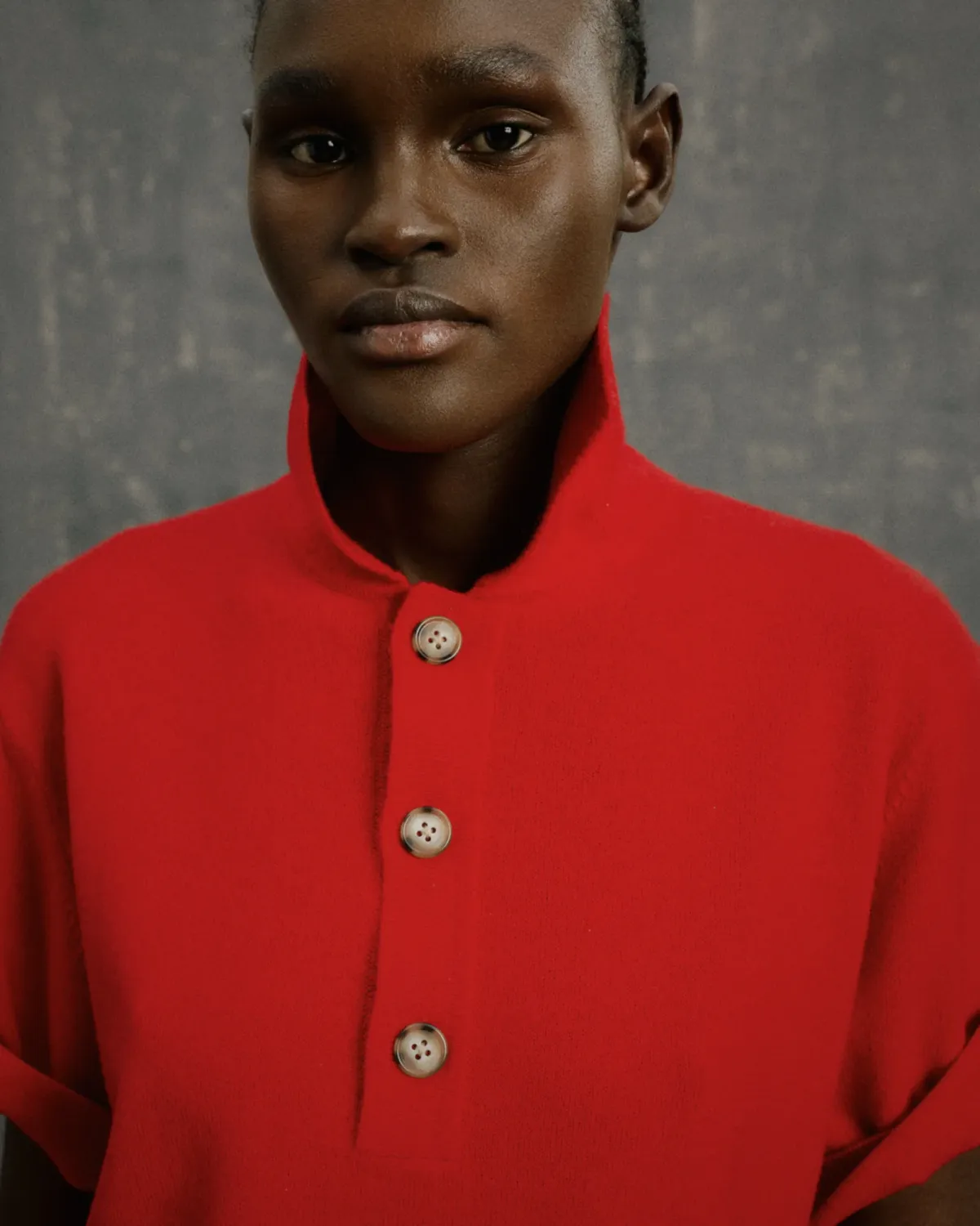 Short Sleeve Cashmere Knit Polo Red - Image 6