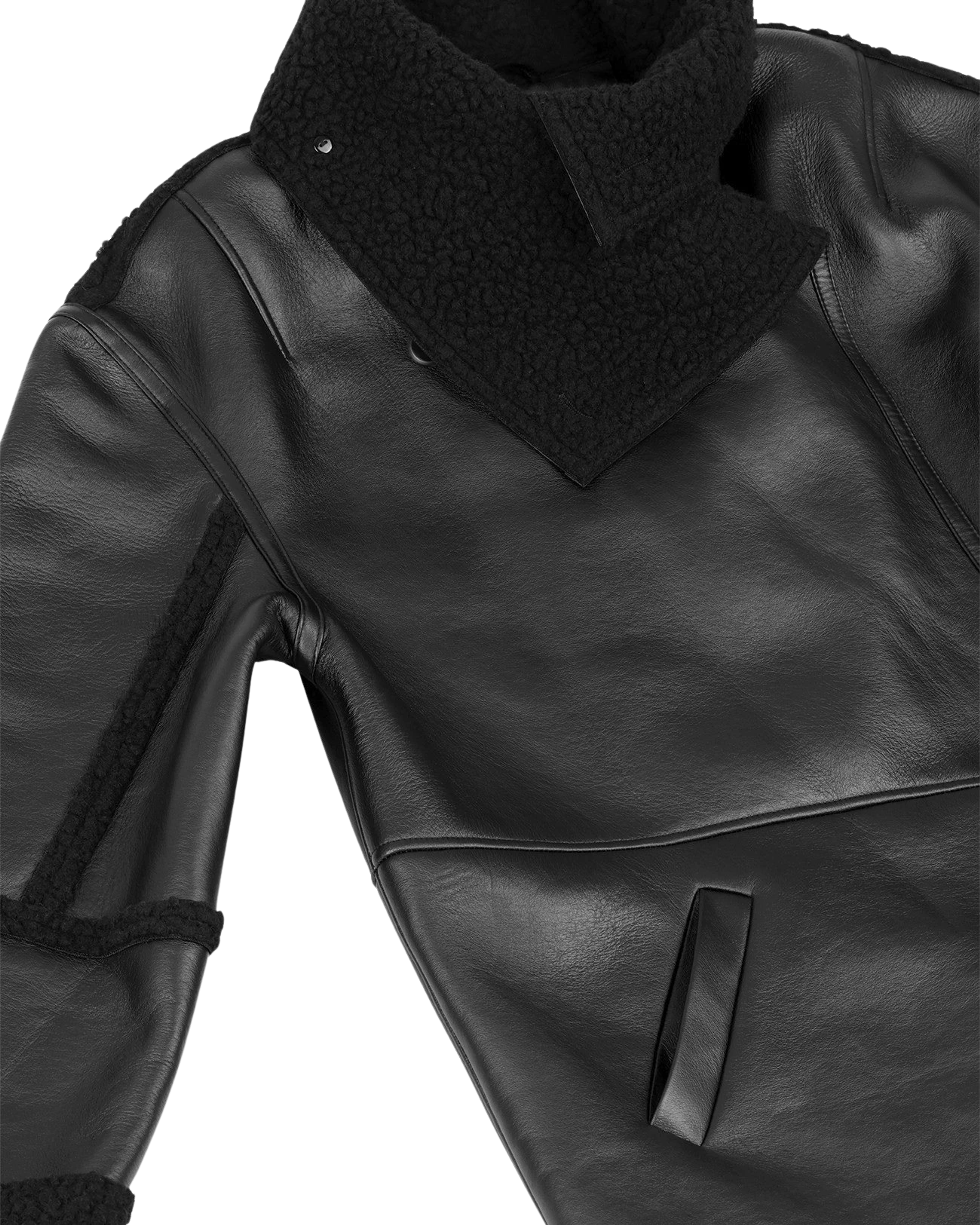 Long Shearling Coat Black - Image 6