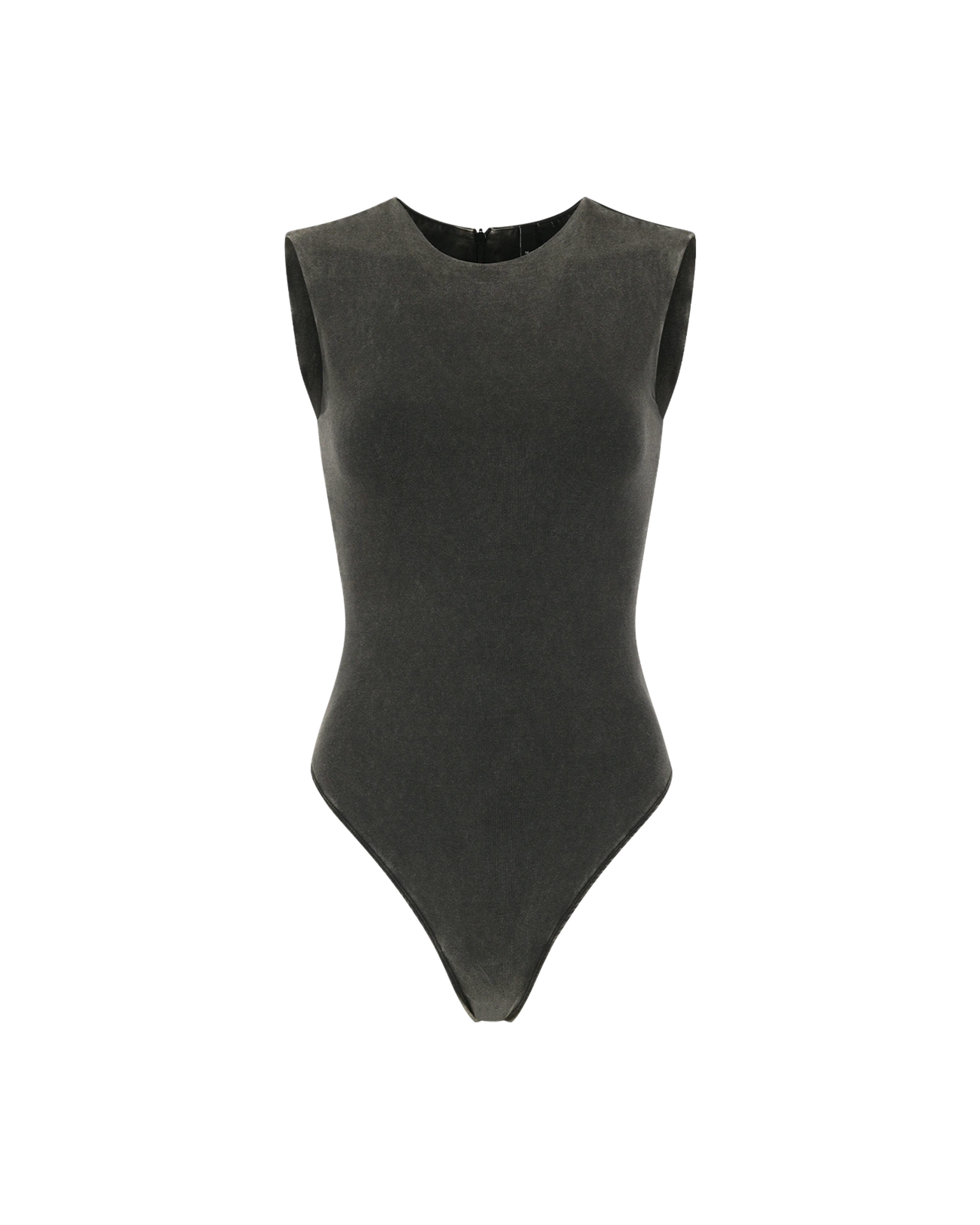 Sleeveless Bodysuit Cotton Spandex Washed Black - Image 1