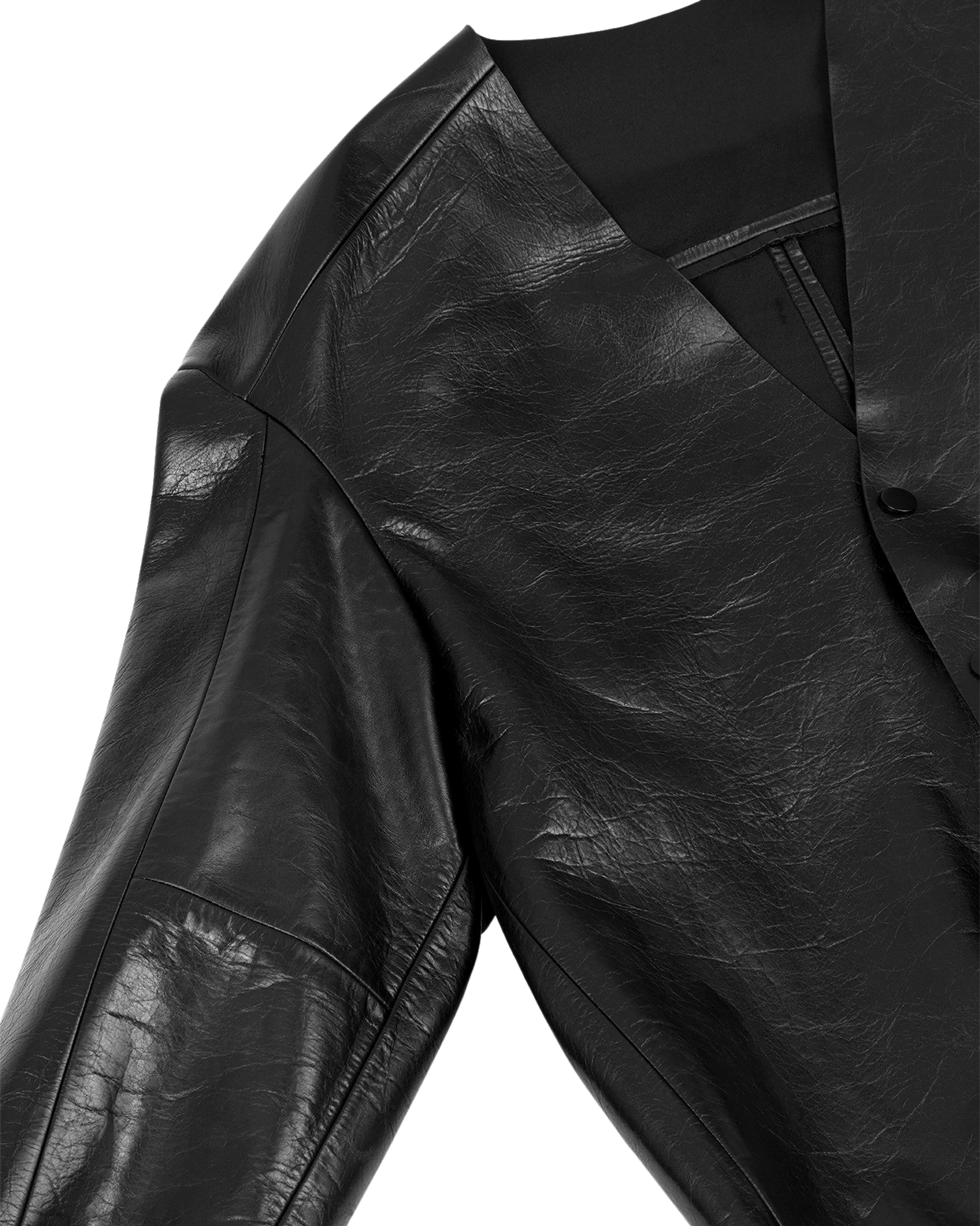 Minimal Leather Jacket Black Leather - Image 5