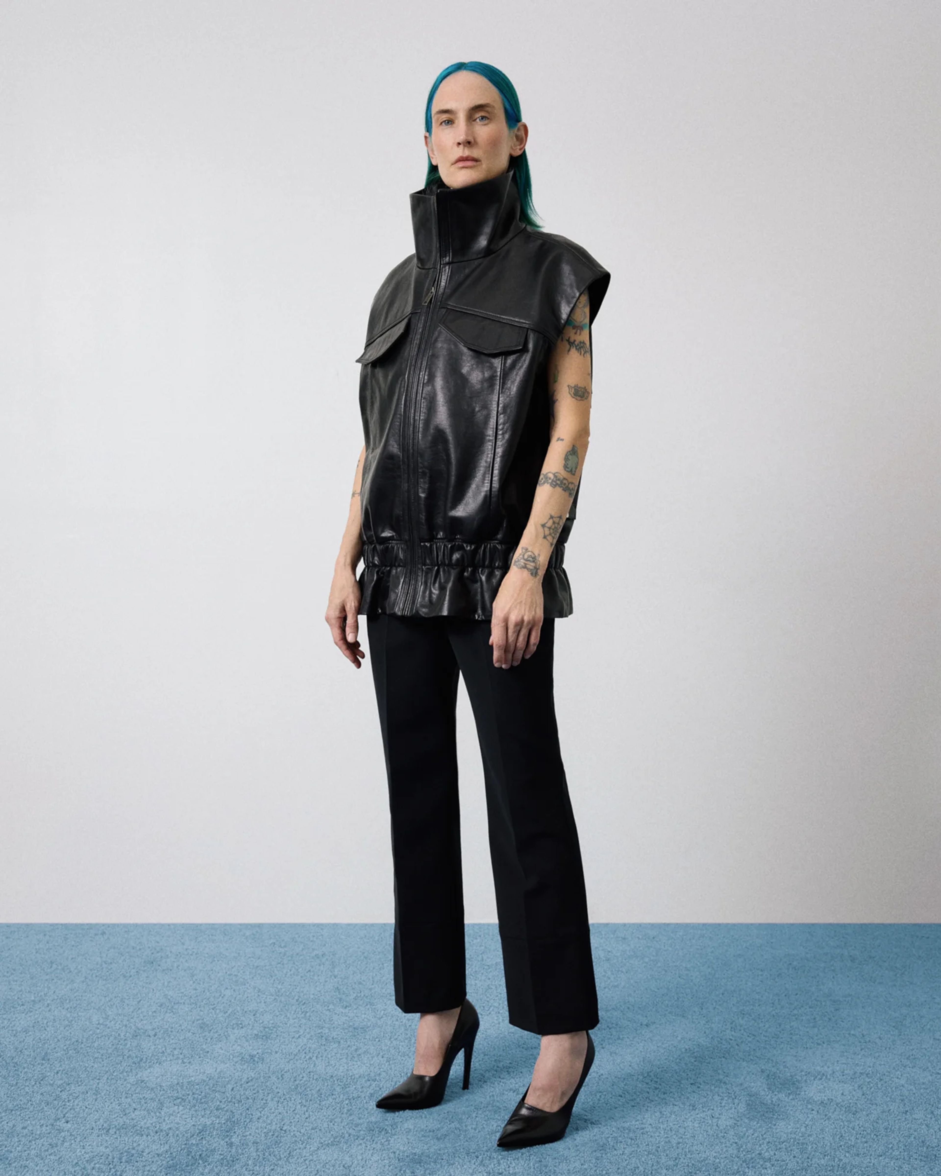 Leather Vest Black Leather - Image 2