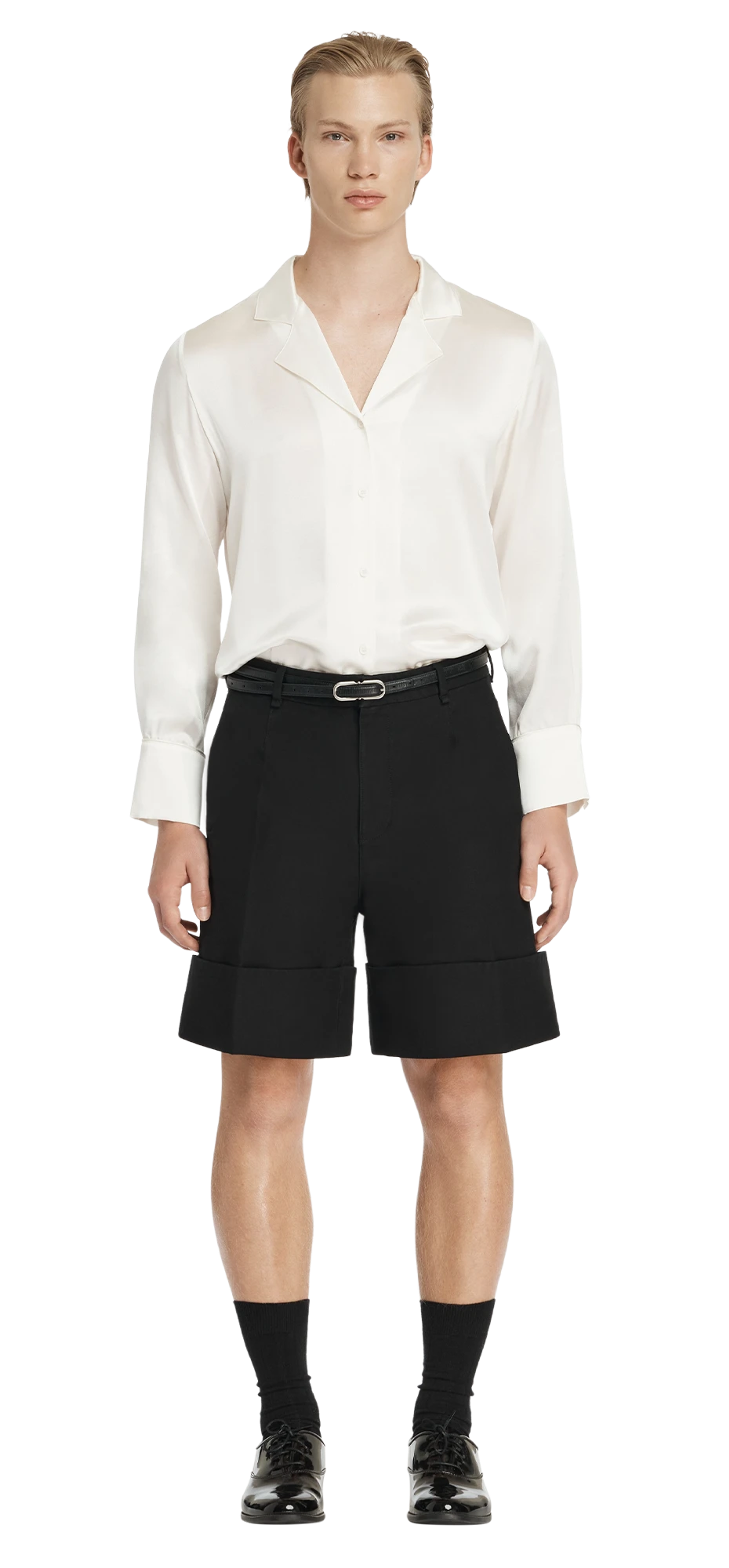 cuffed-shorts-black-cotton character front view
