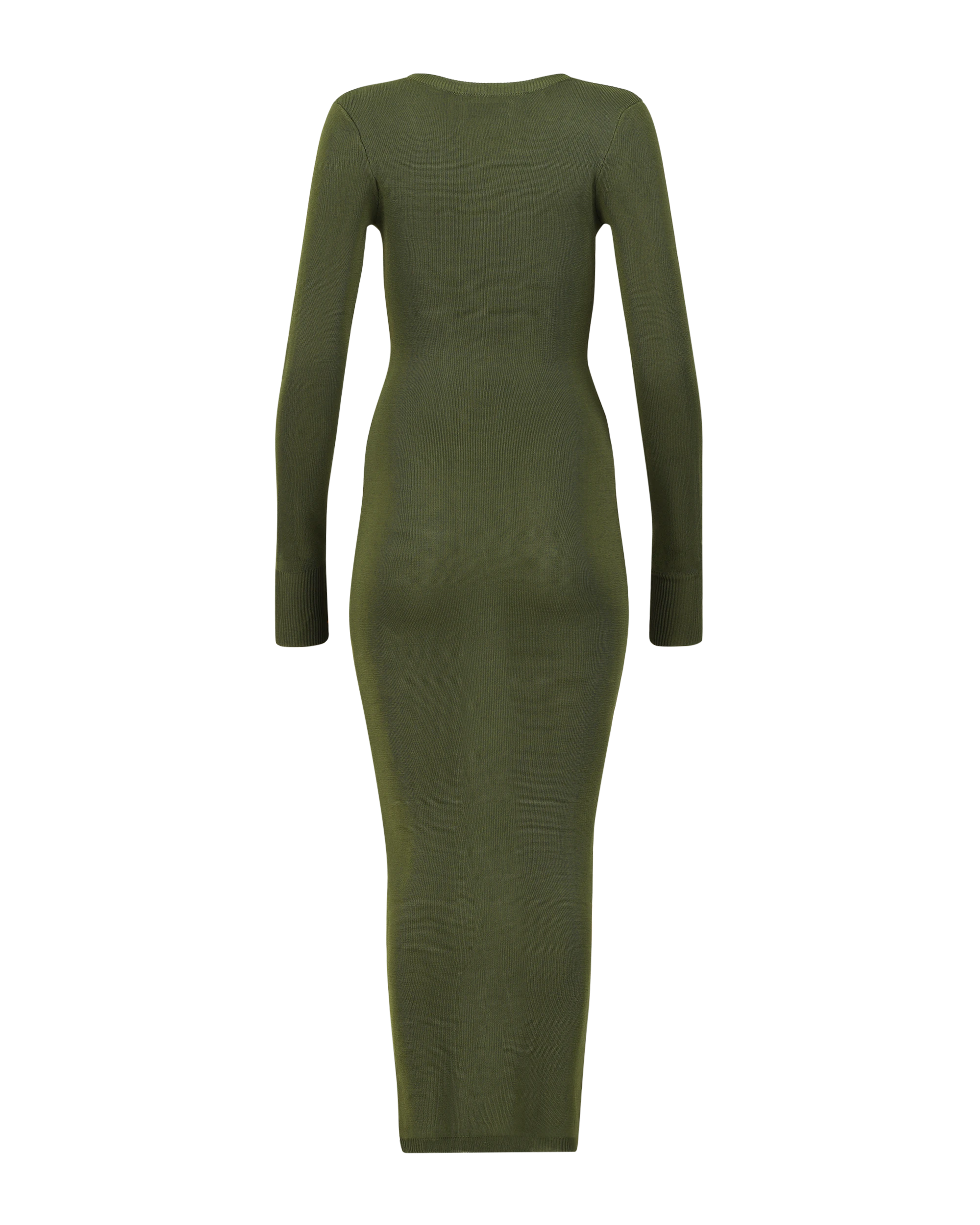 Long Sleeve V Neck Midi Moss - Image 6