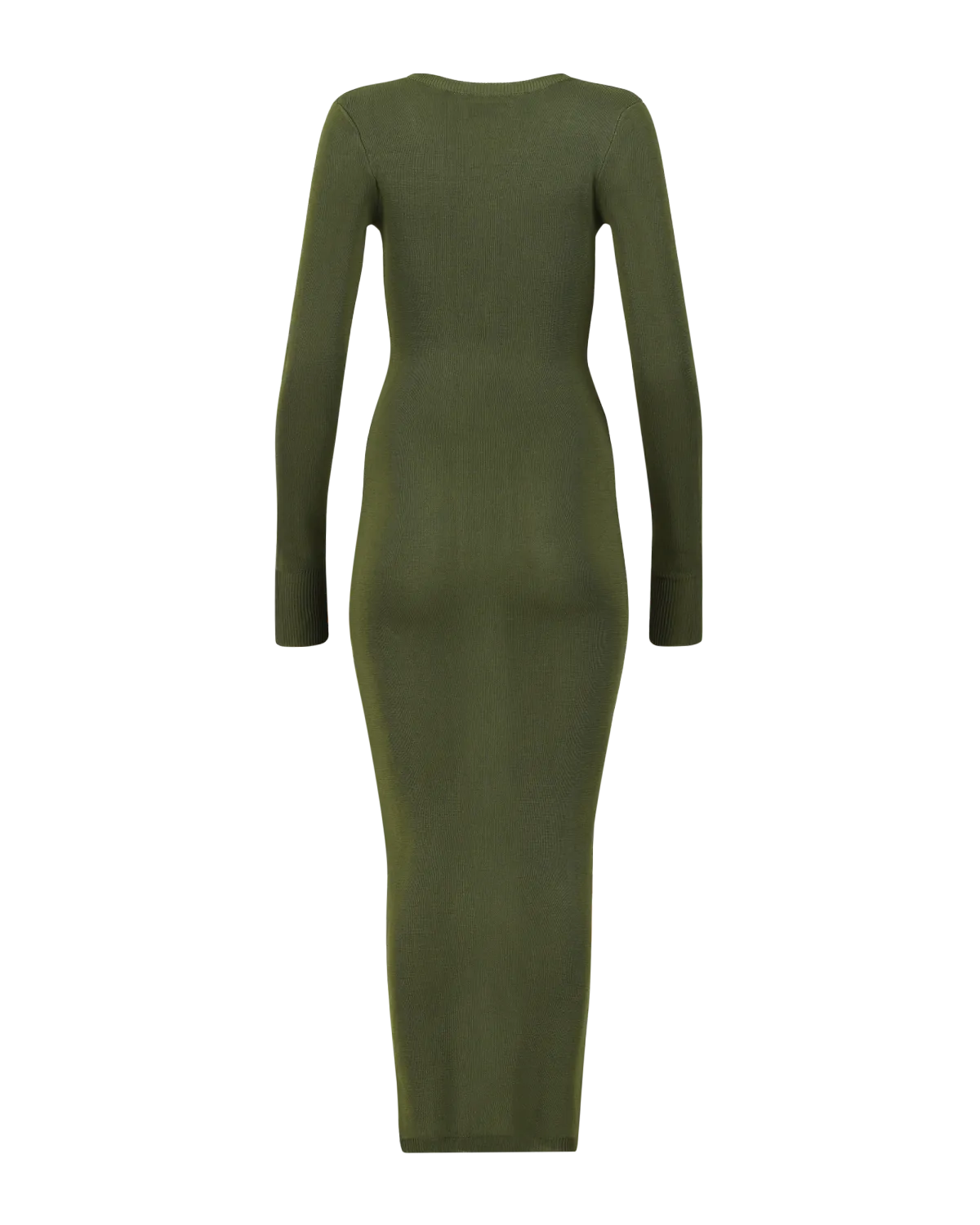 Long Sleeve V Neck Midi Moss - Image 6