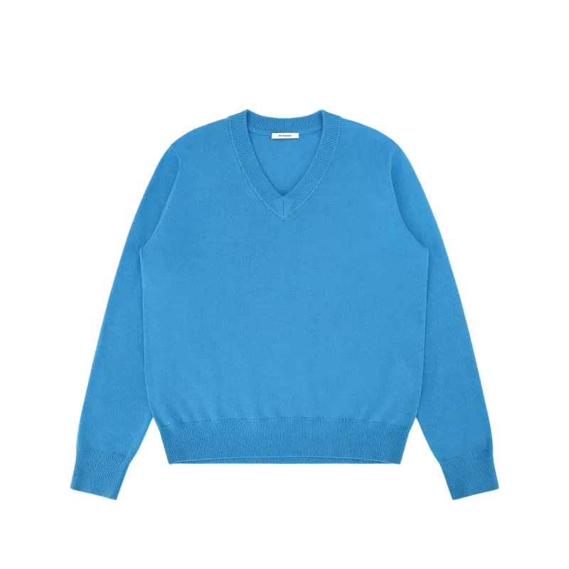 knit-v-neck-bondi-blue garment view
