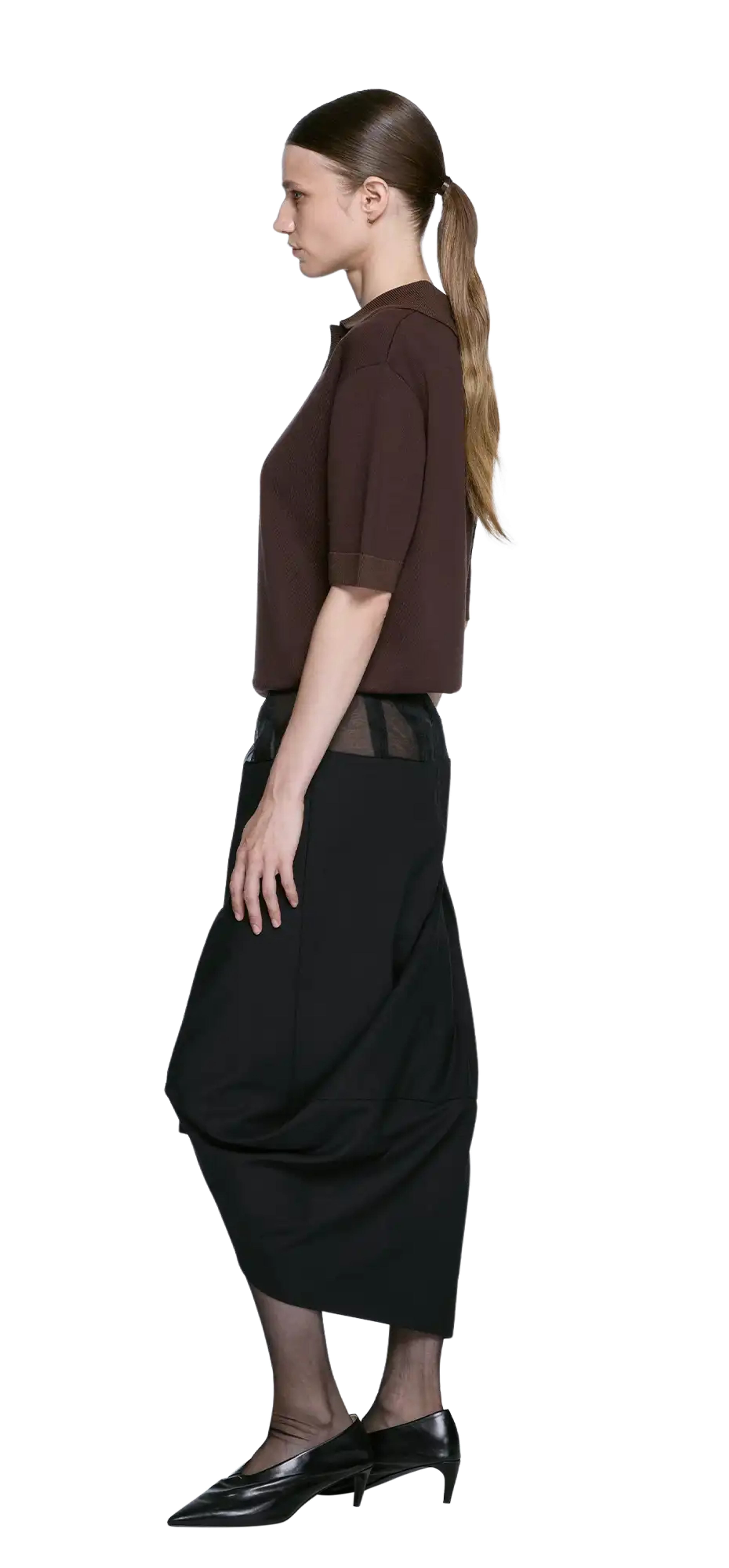 tailored-drape-skirt-black character left view
