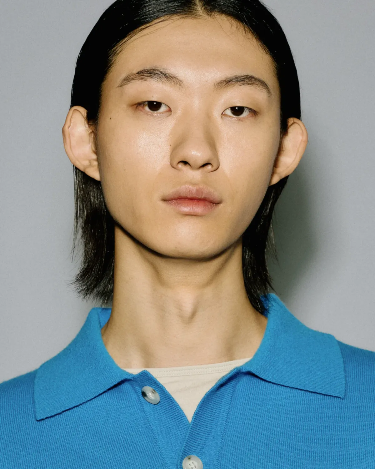 Short Sleeve Cashmere Knit Polo Bondi Blue - Image 8
