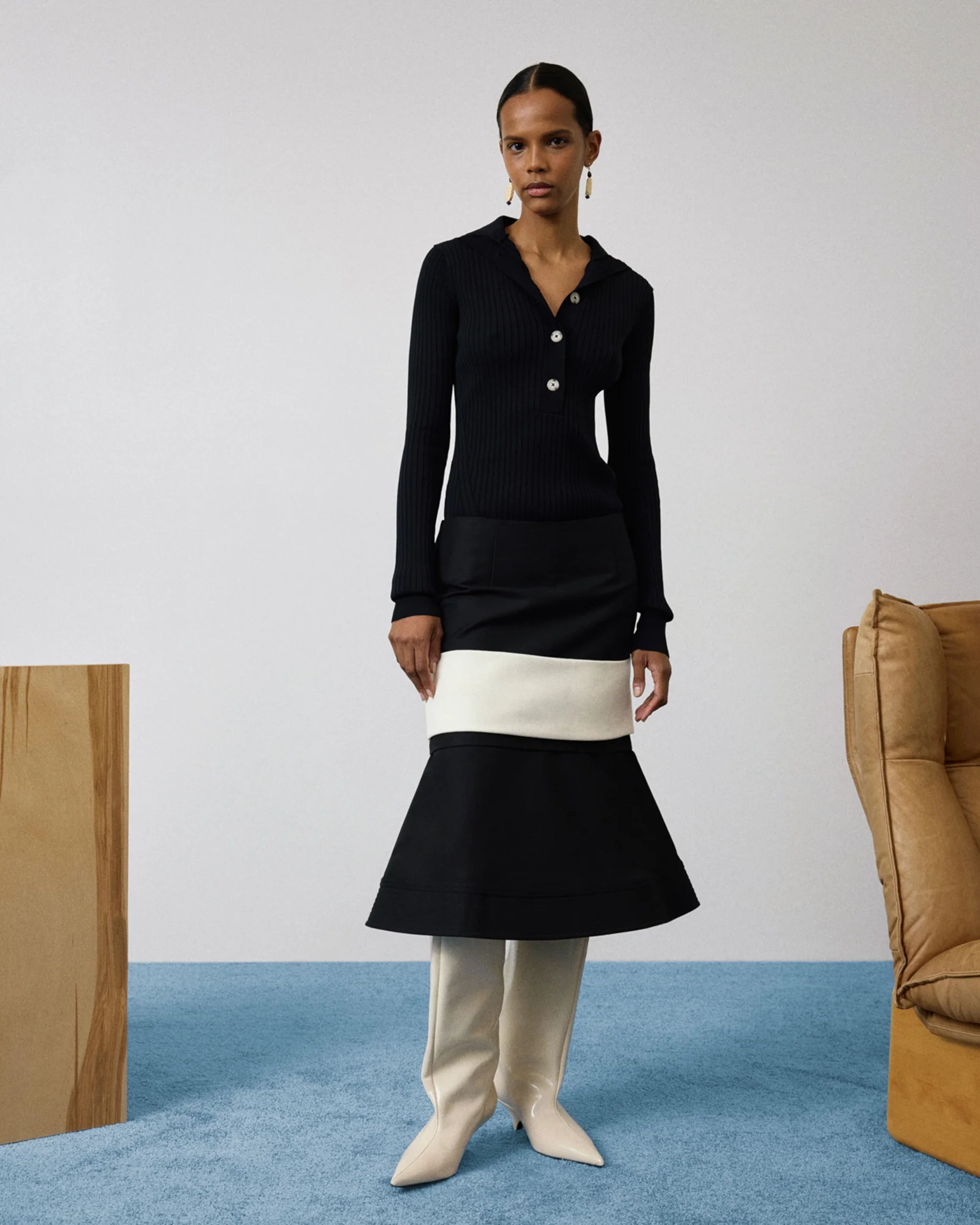 High Neck Henley Black - Image 1