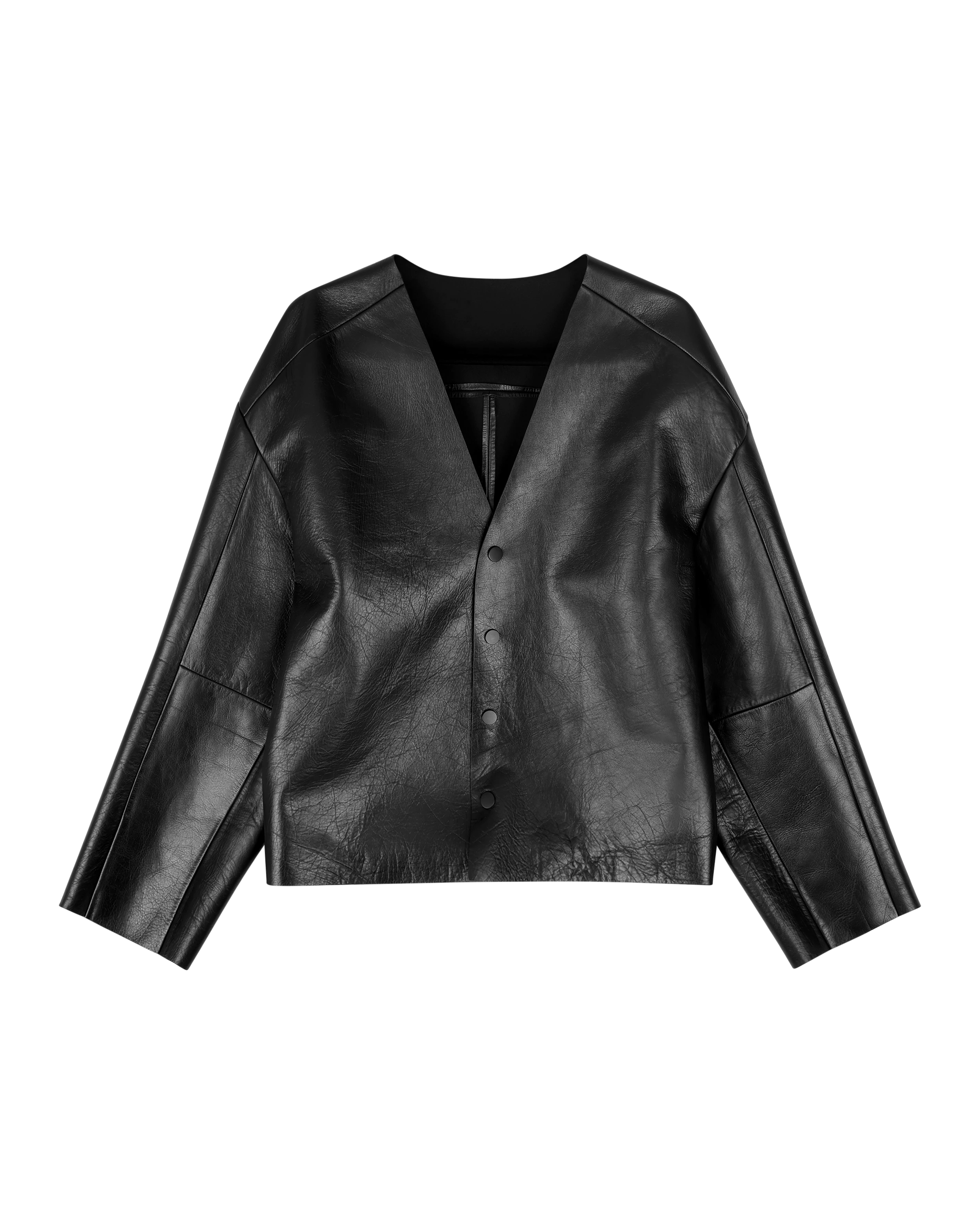 Minimal Leather Jacket Black Leather - Image 3