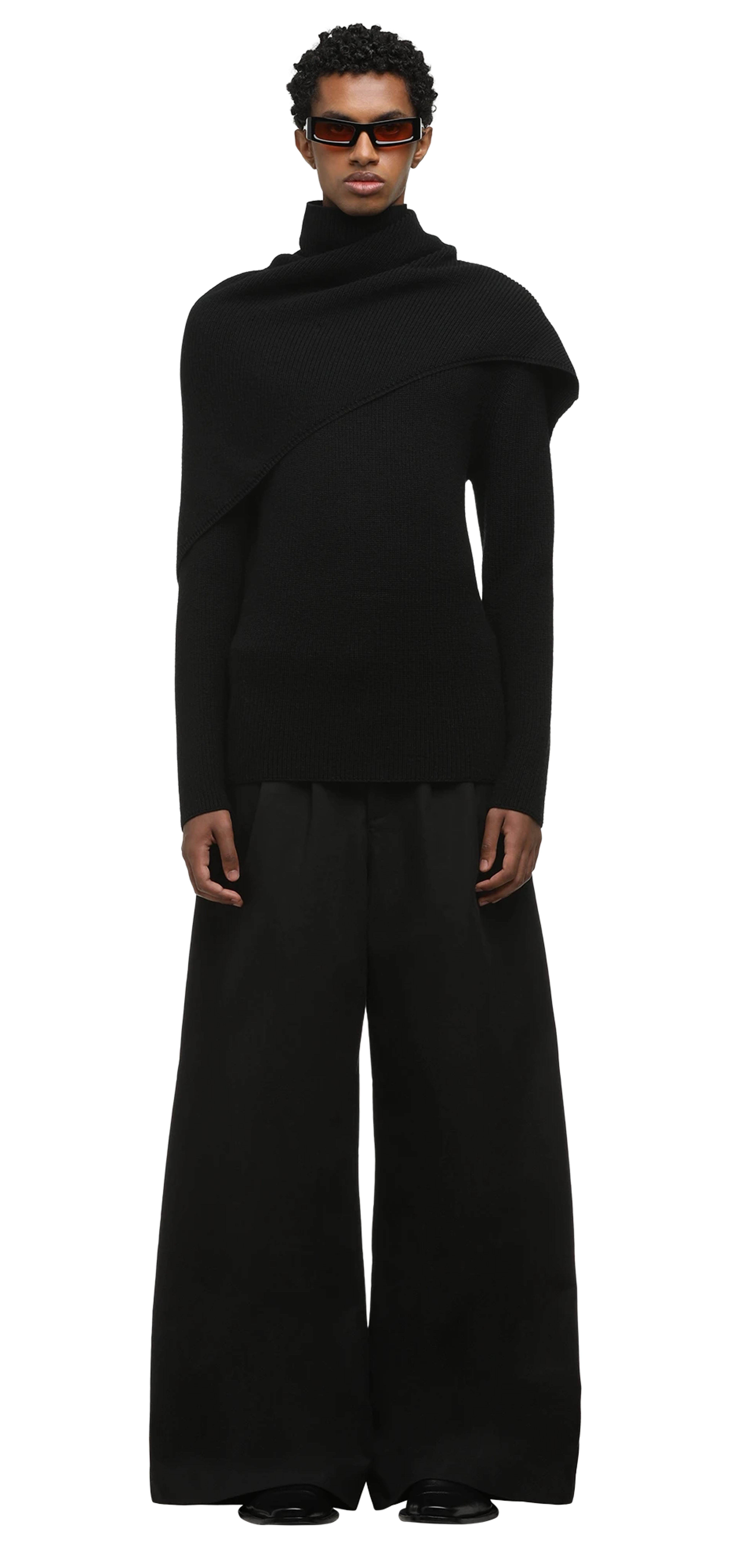 wrap-sweater-black character front view