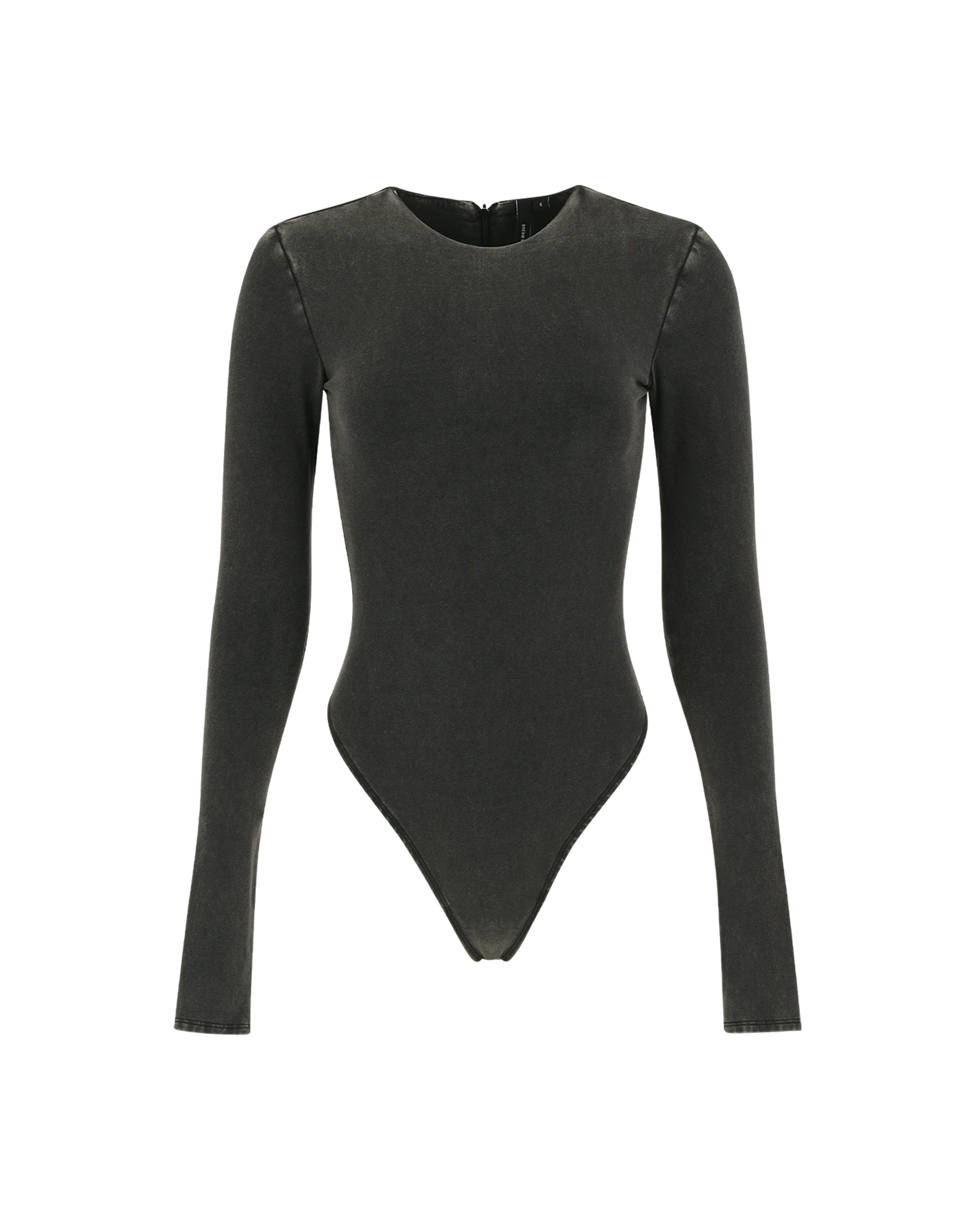 LS Bodysuit Cotton Spandex Washed Black - Image 1
