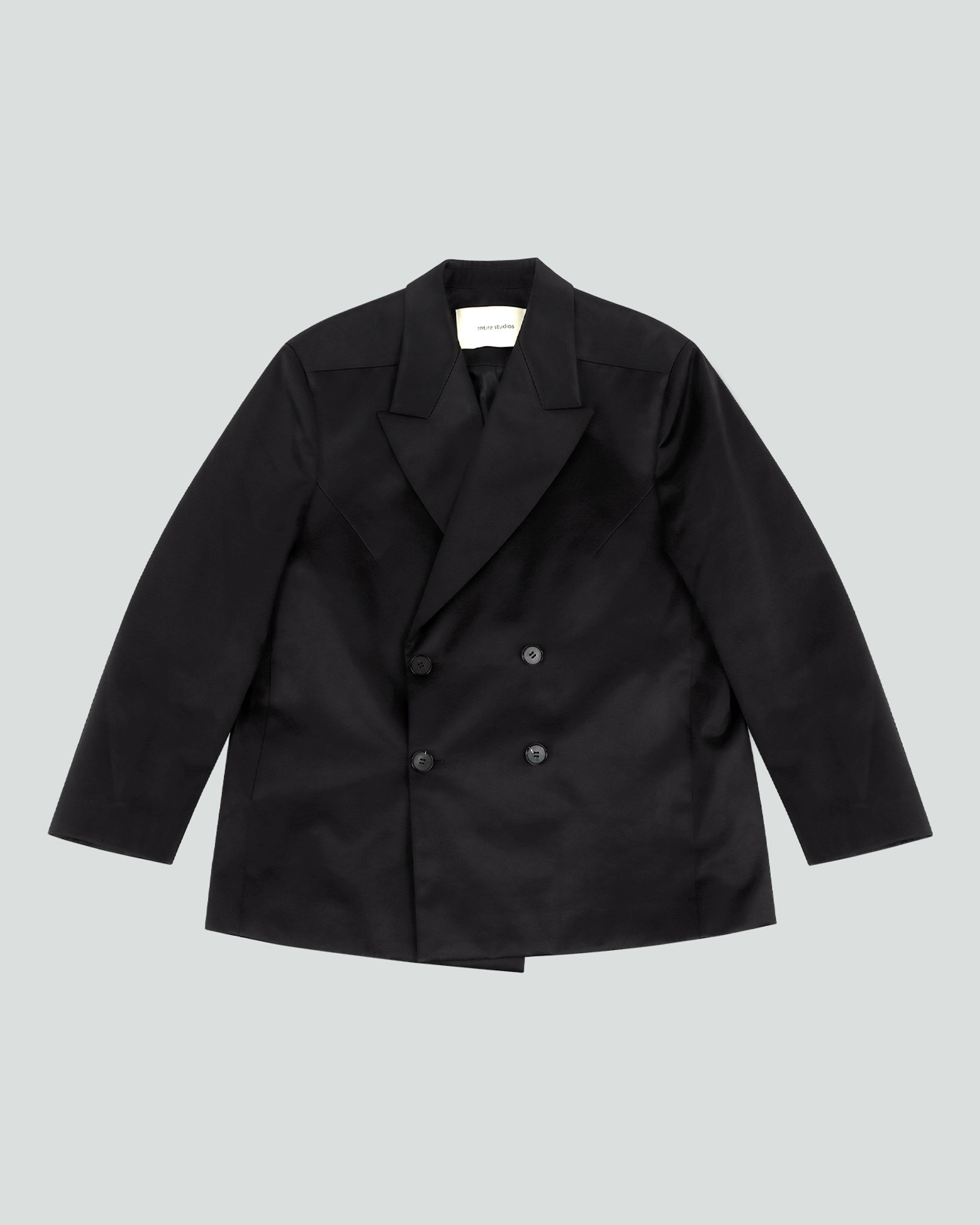 Double Breasted Blazer Black Sateen - Image 2