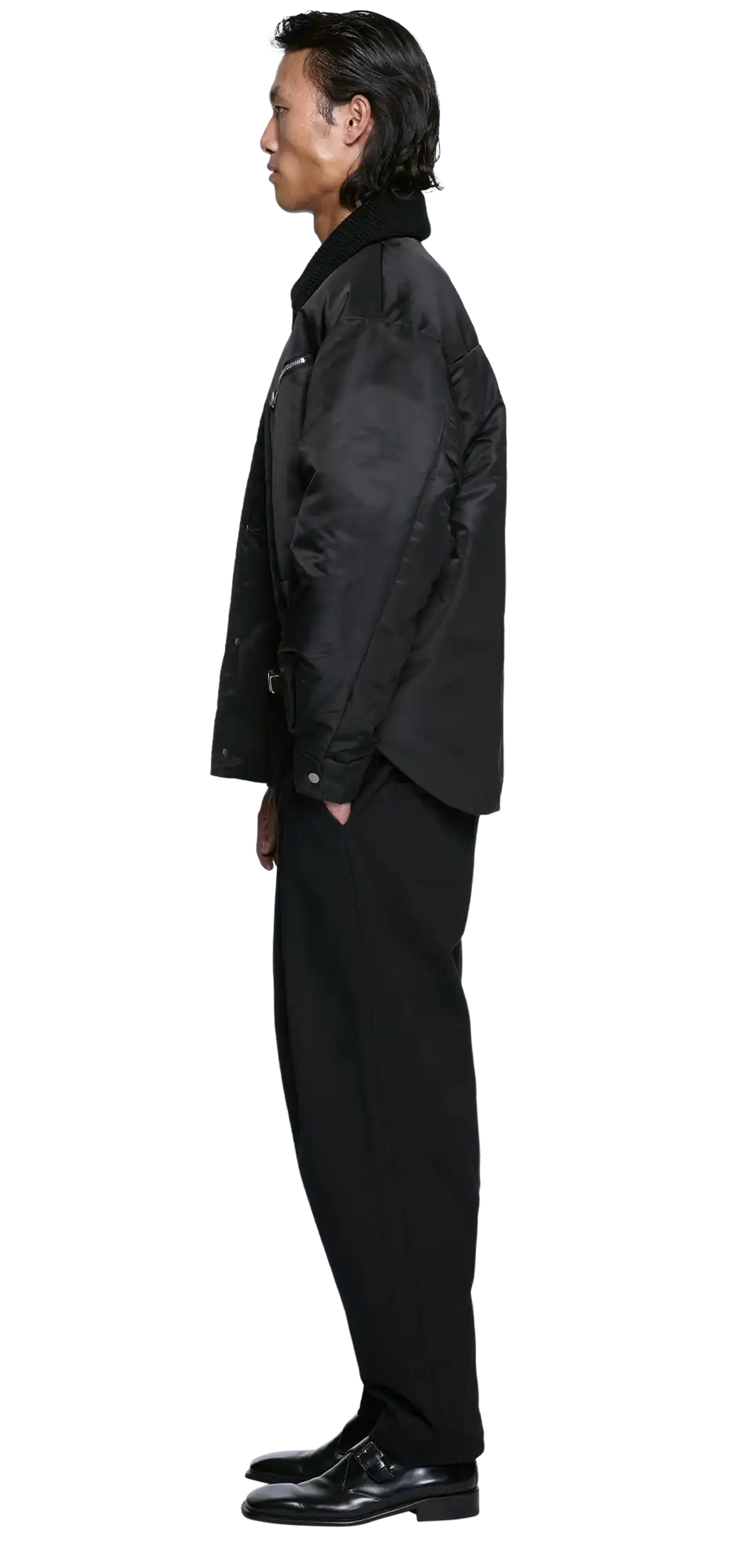 down-shirt-jacket-black-nylon character left view