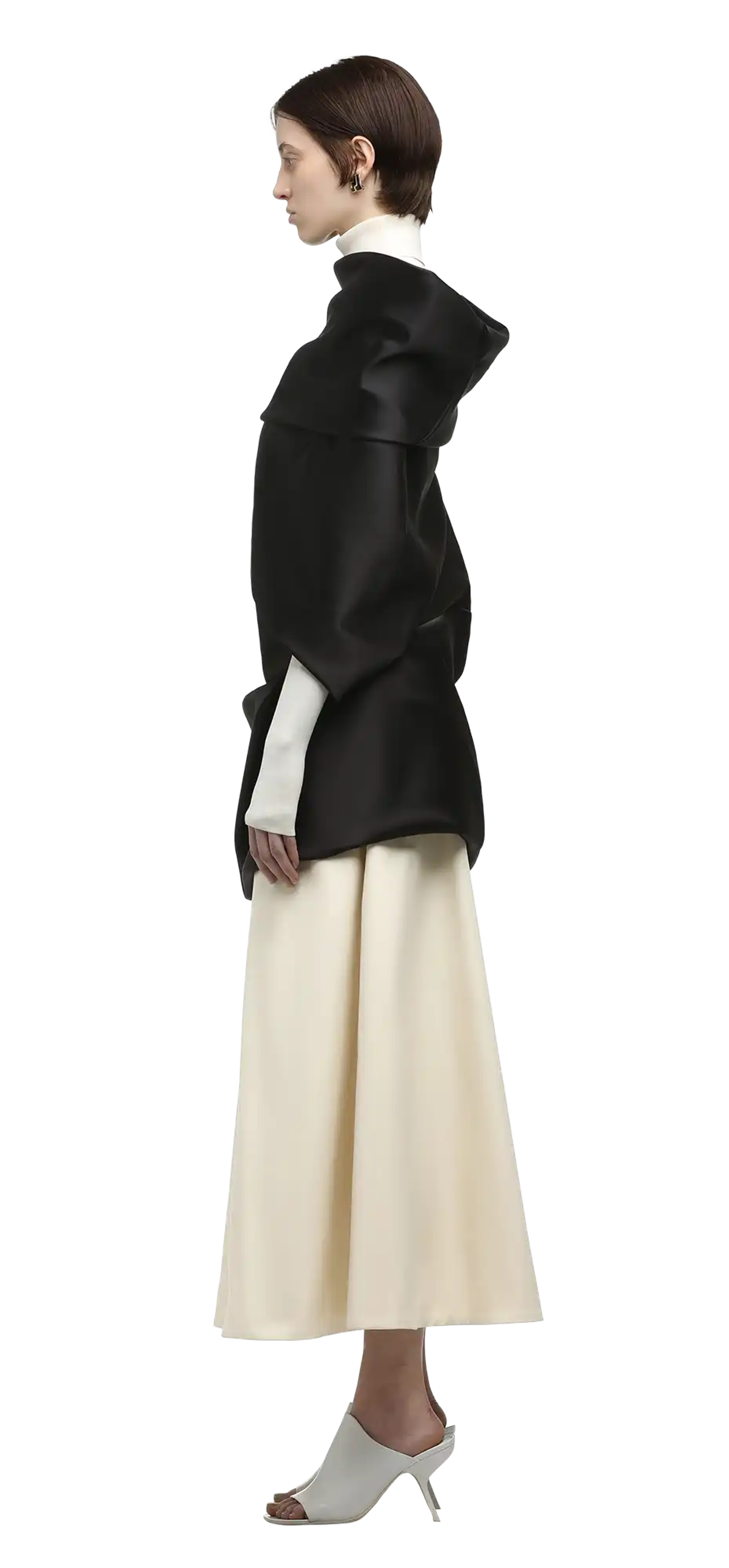 moulded-top-black-sateen character left view
