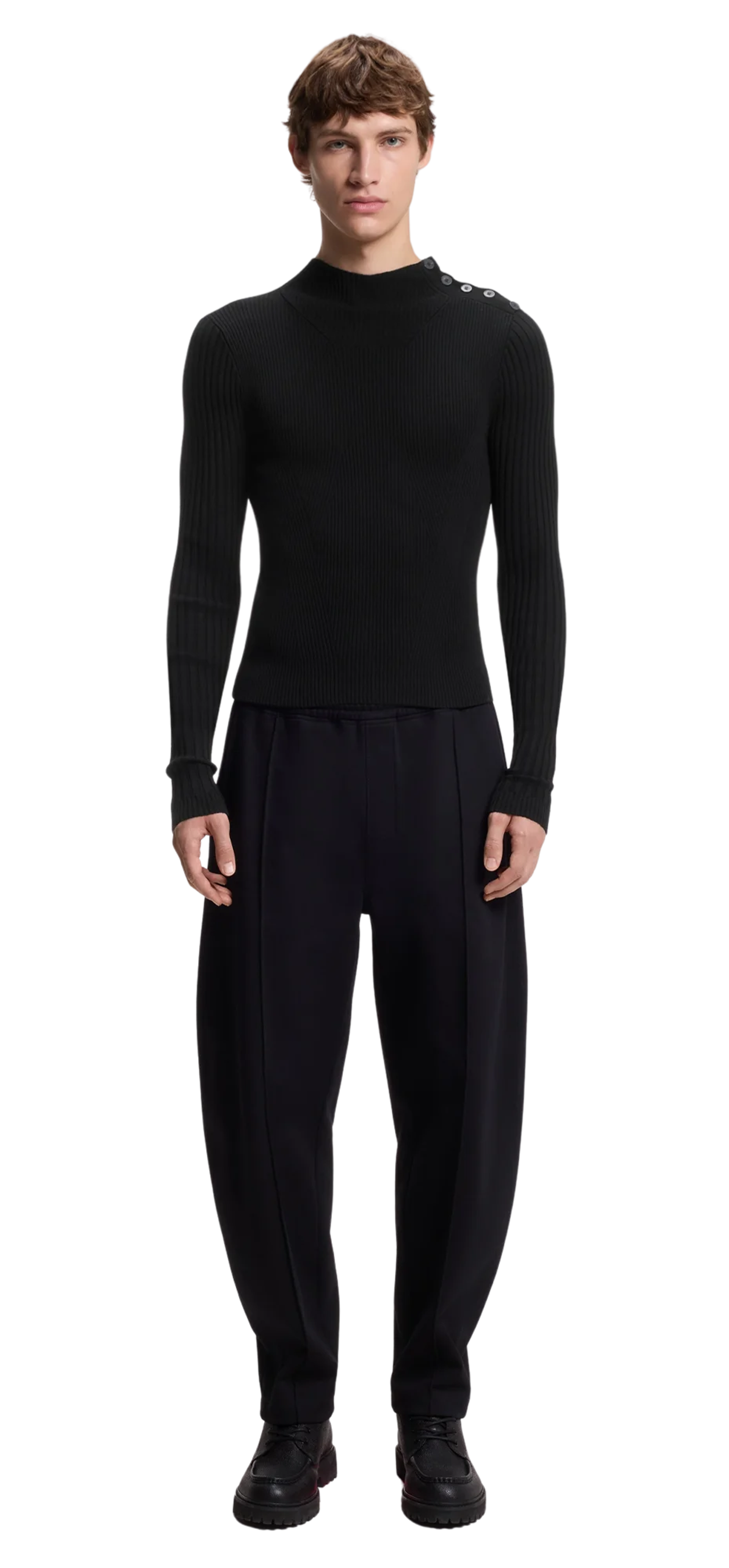 hugo-x-entire-studios-sweater-with-buttoned-shoulder character front view