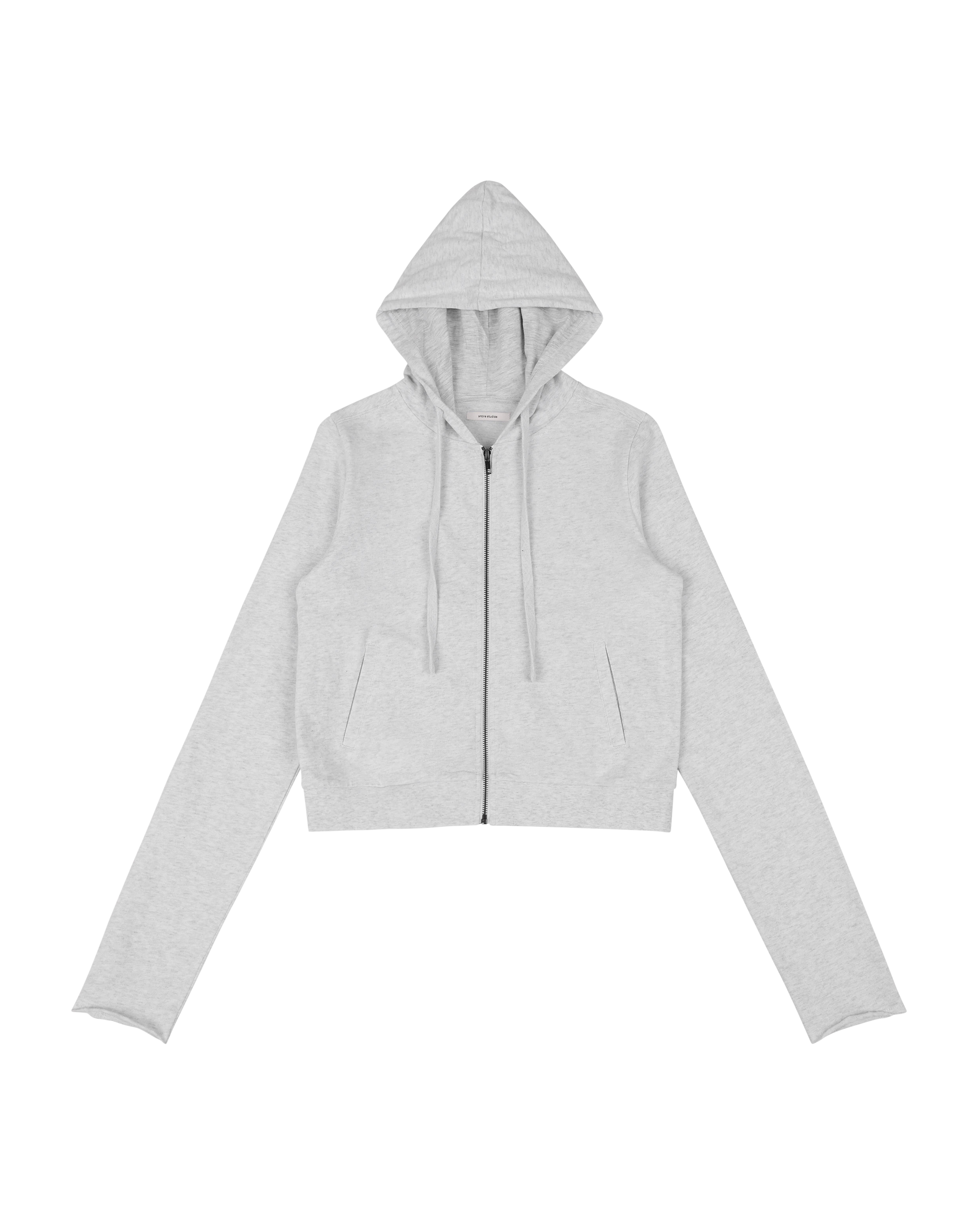 Lightweight Cropped Zip Up Heather Grey - Image 5