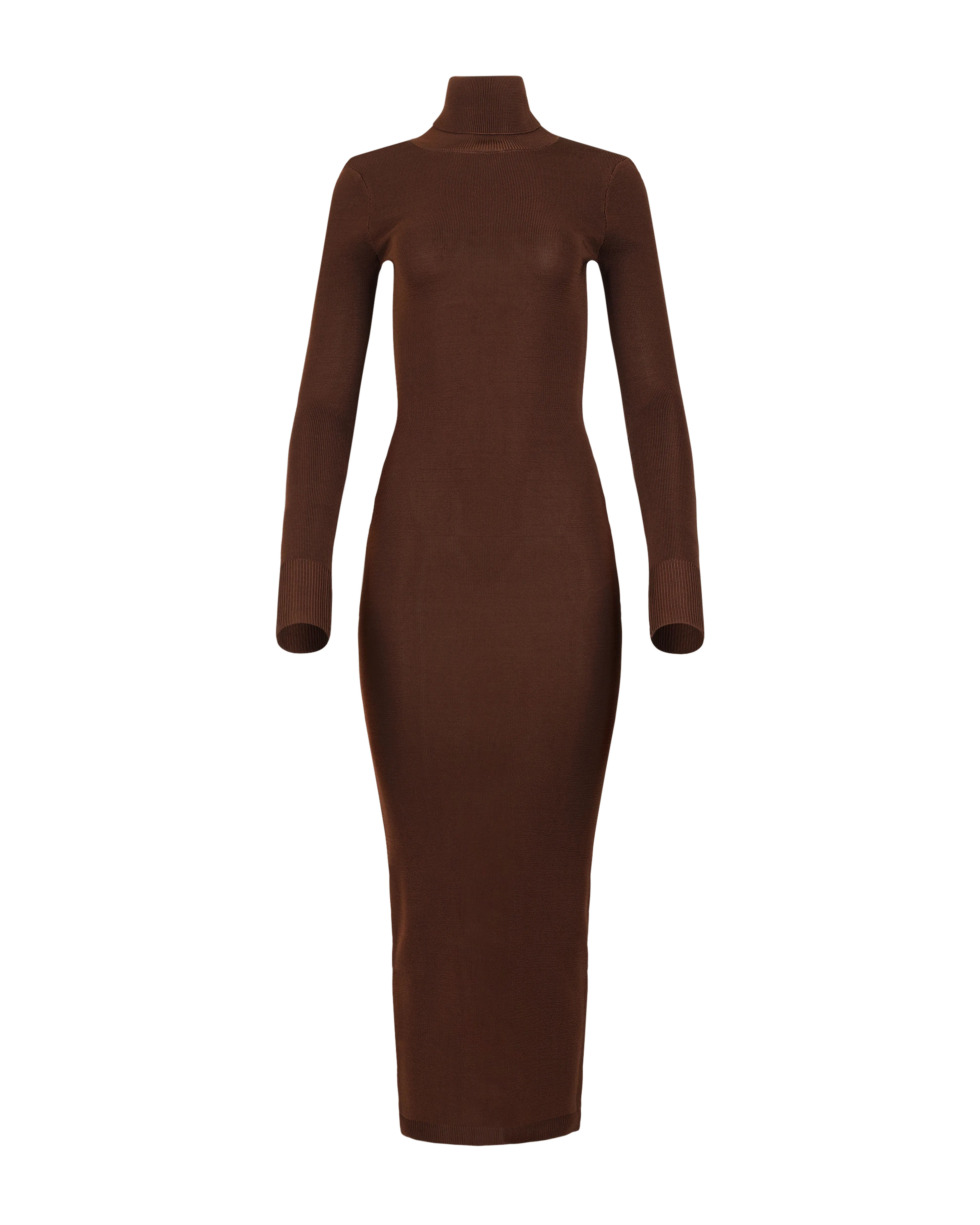 Turtleneck Midi Dress Chocolate - Image 4