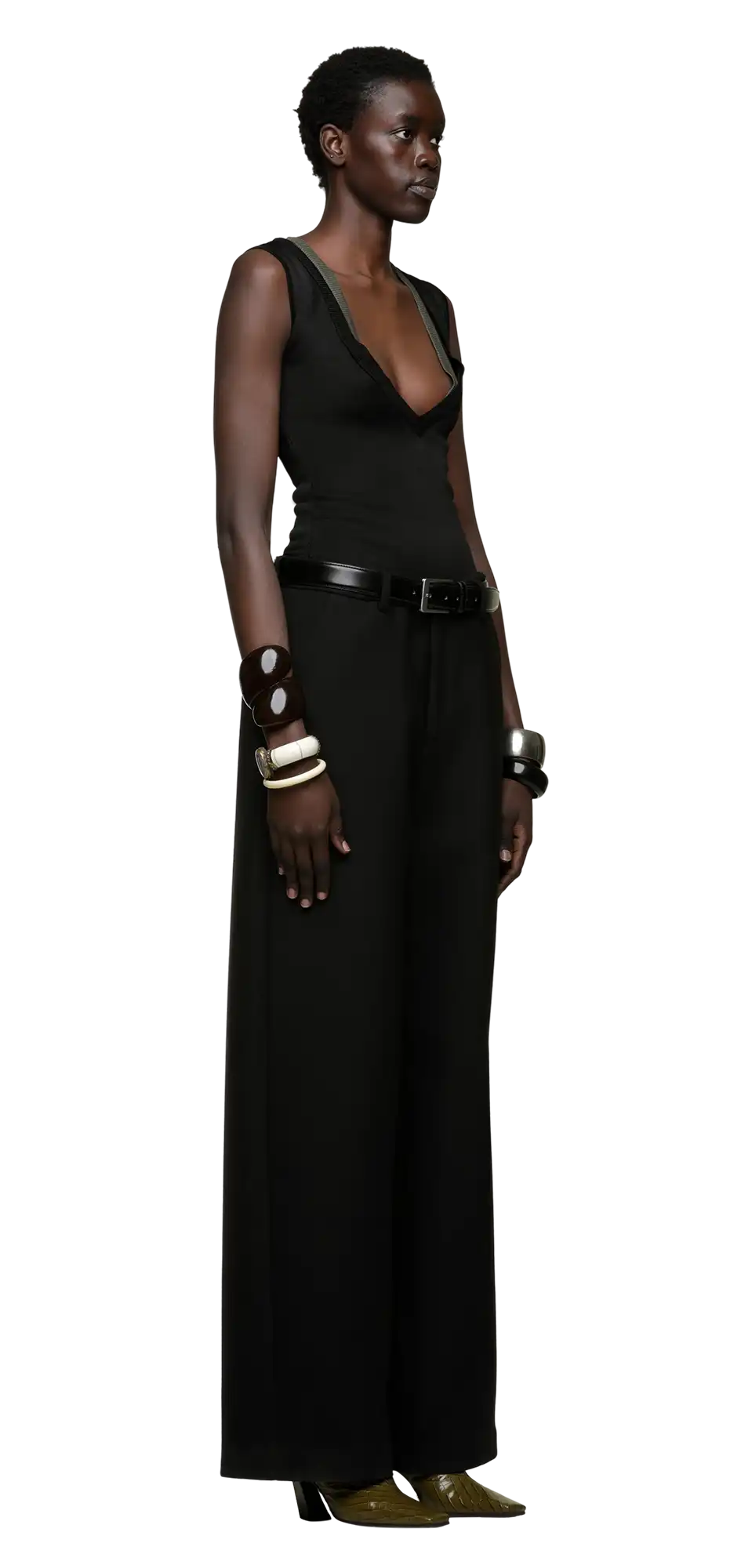 wideleg trouser black wool - entire studios