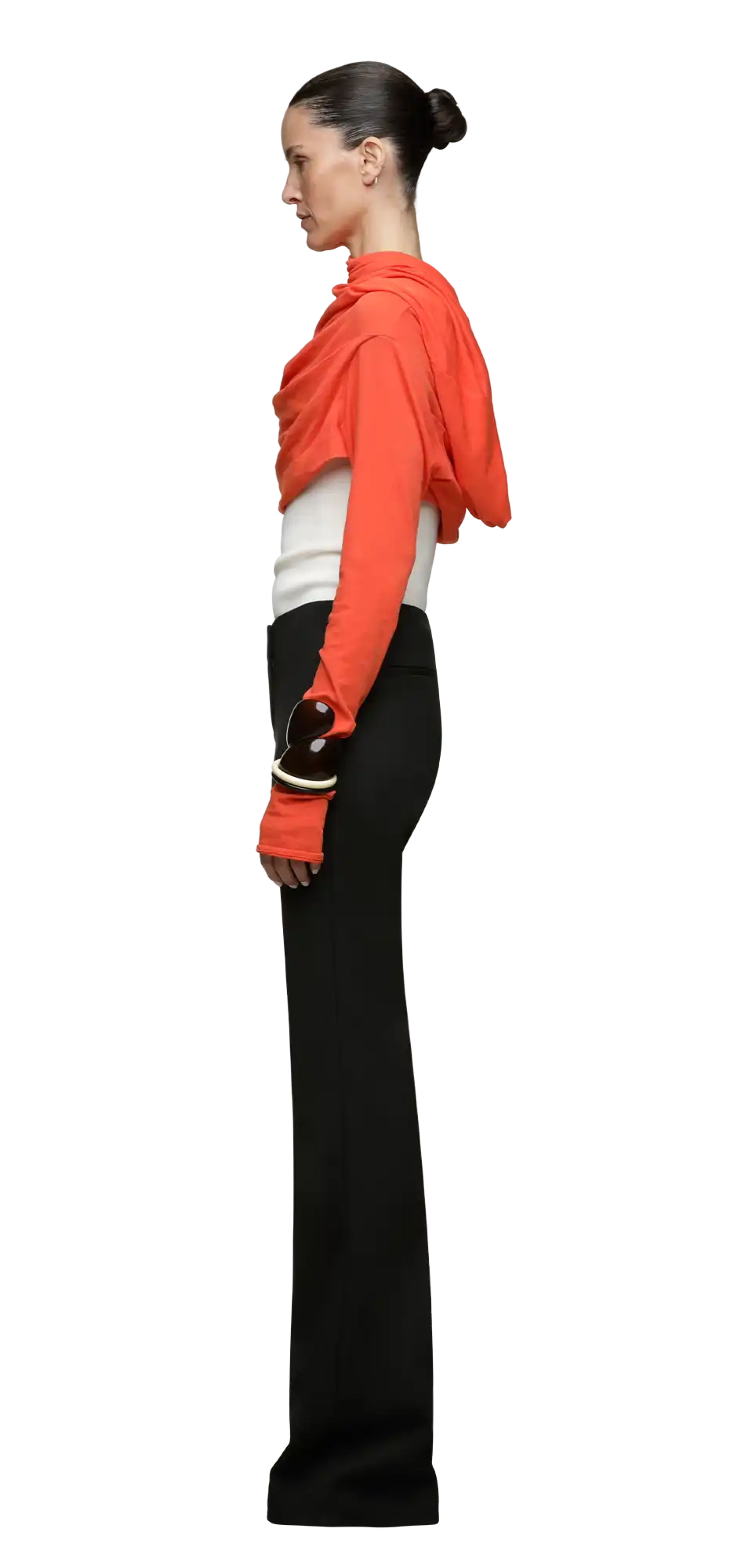 slim-flare-pant-black-wool character left view