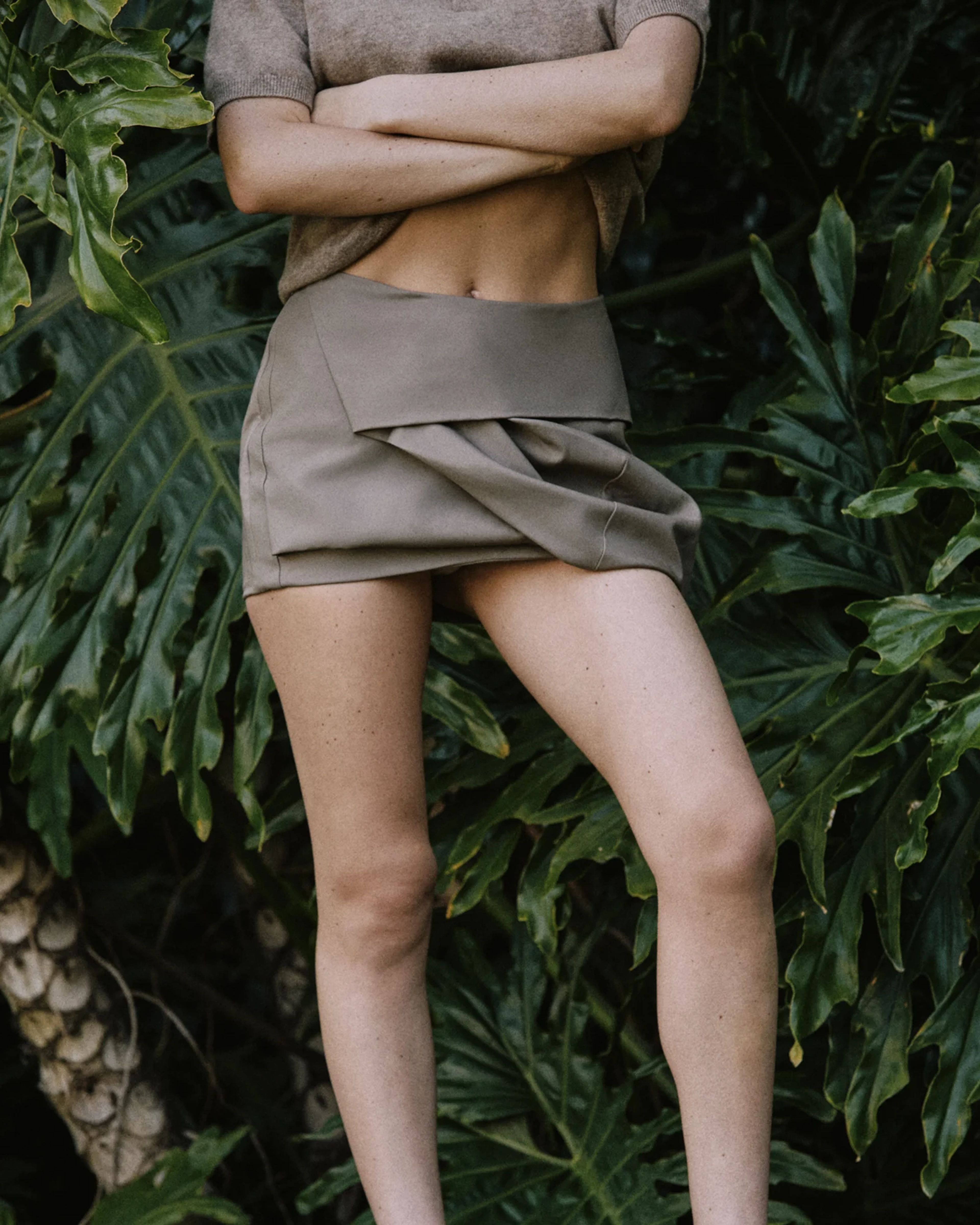 Structured Mini Skirt Taupe - Image 2