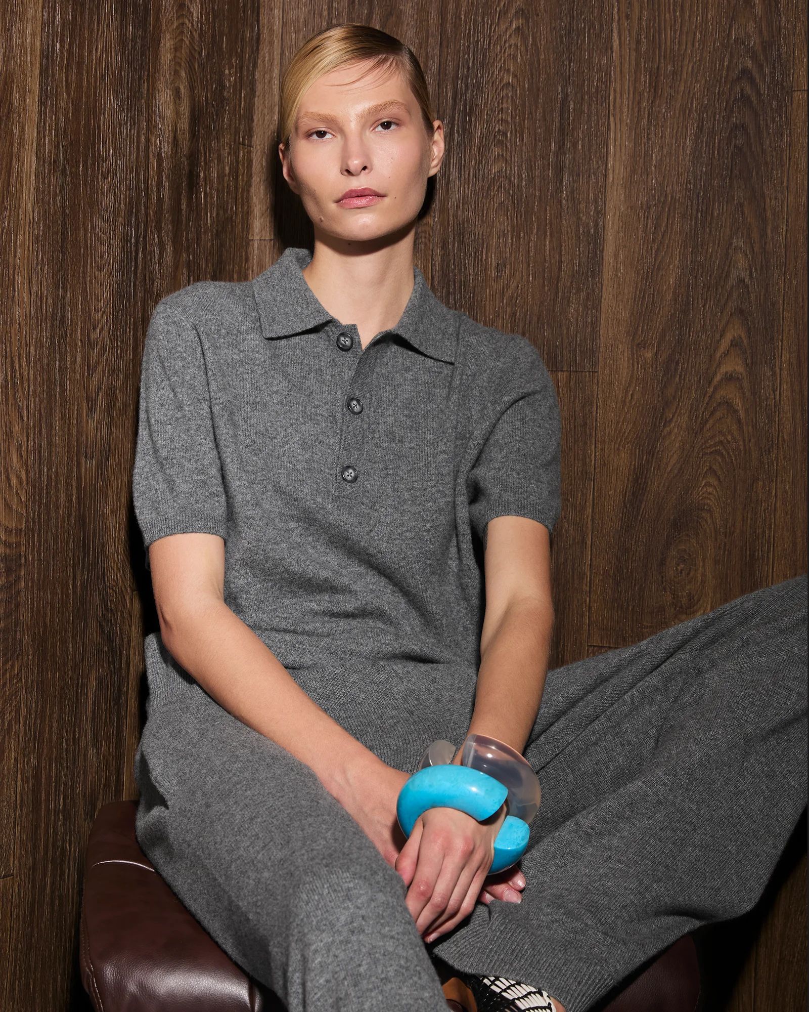 short sleeve knit polo concrete - entire studios short sleeve knit polo concrete - entire studios