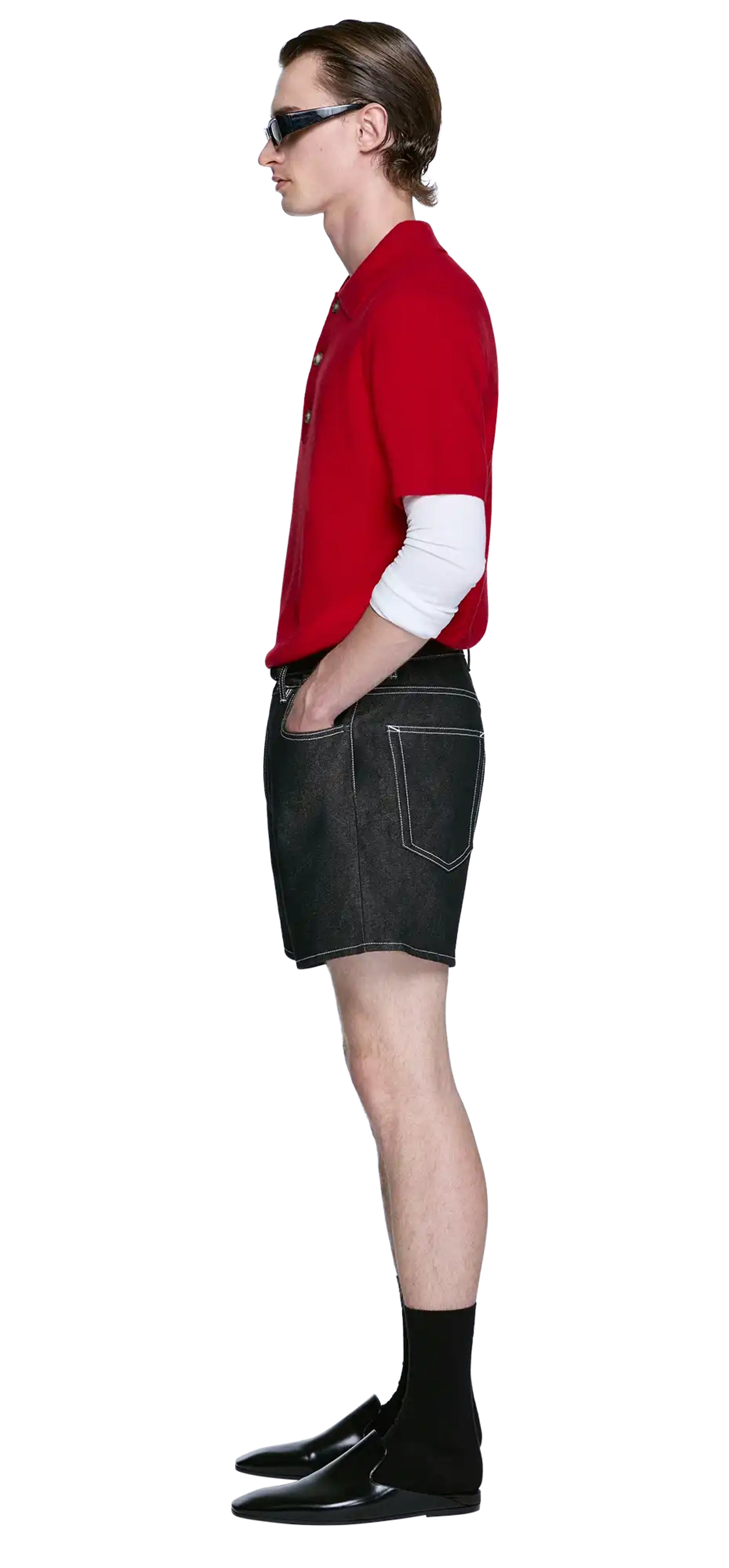 bambi-denim-short-raw-black character left view