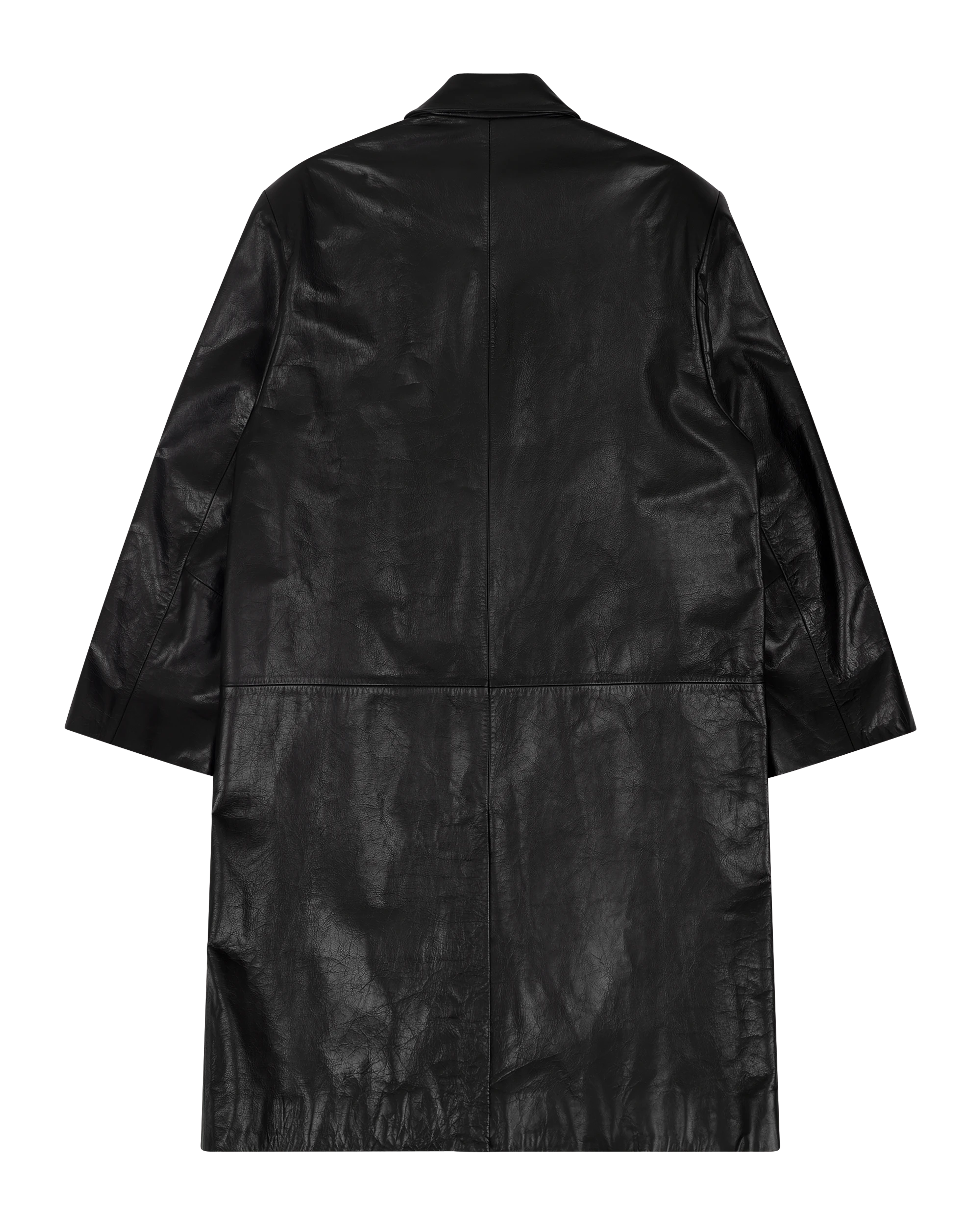 Single Breasted Leather Coat Black Leather - Image 6
