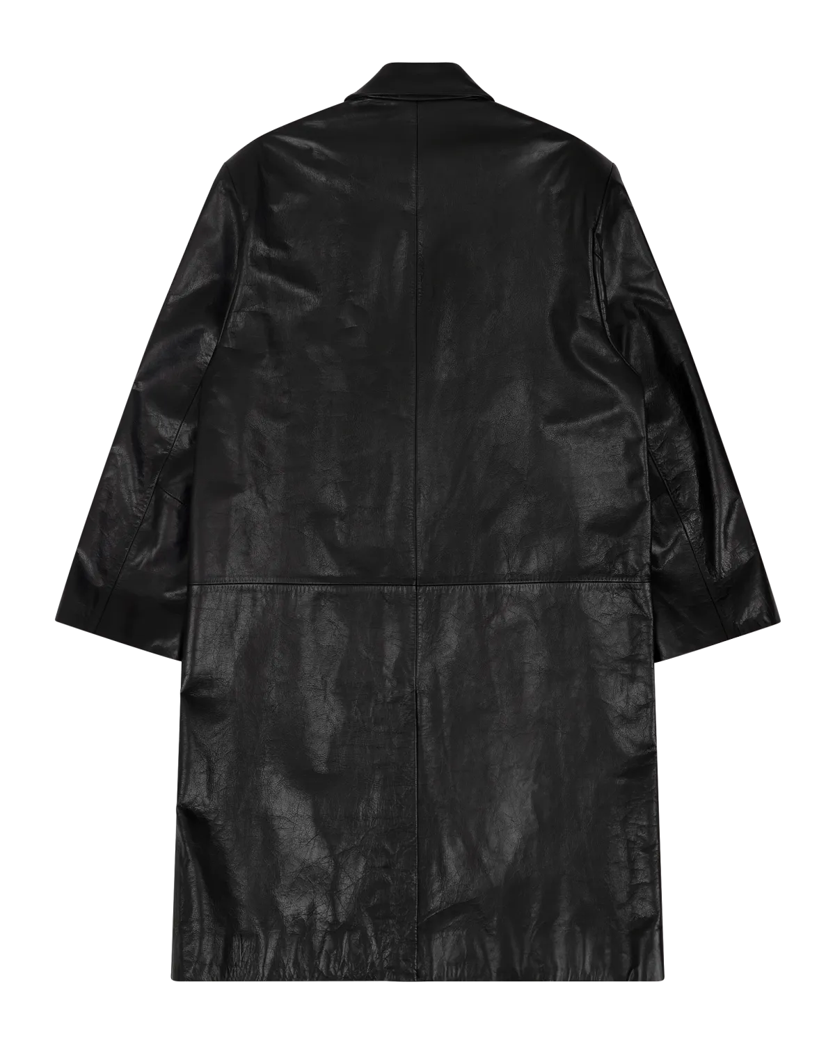 Single Breasted Leather Coat Black Leather - Image 6