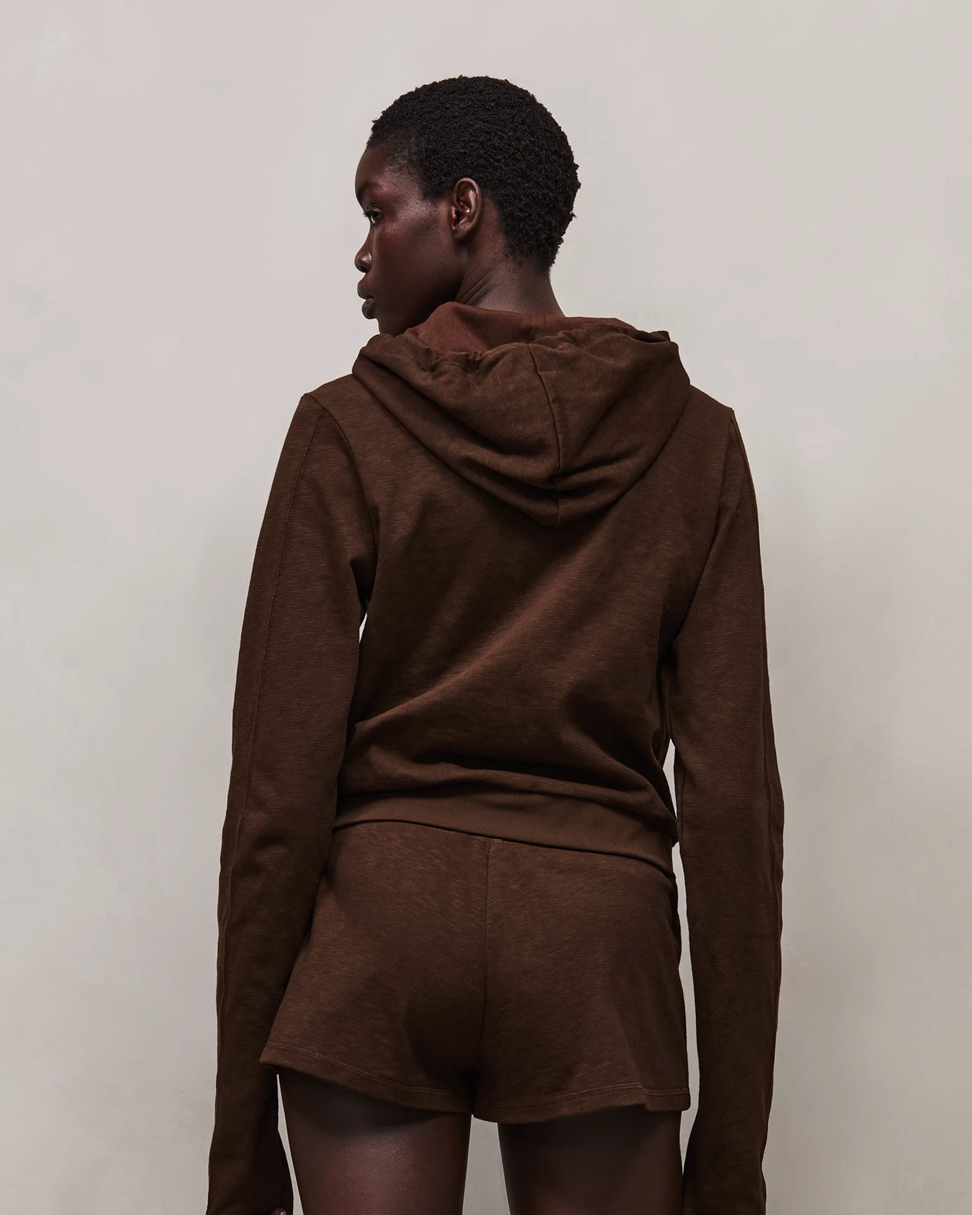 Lightweight Cropped Zip Up Brunette - Image 4