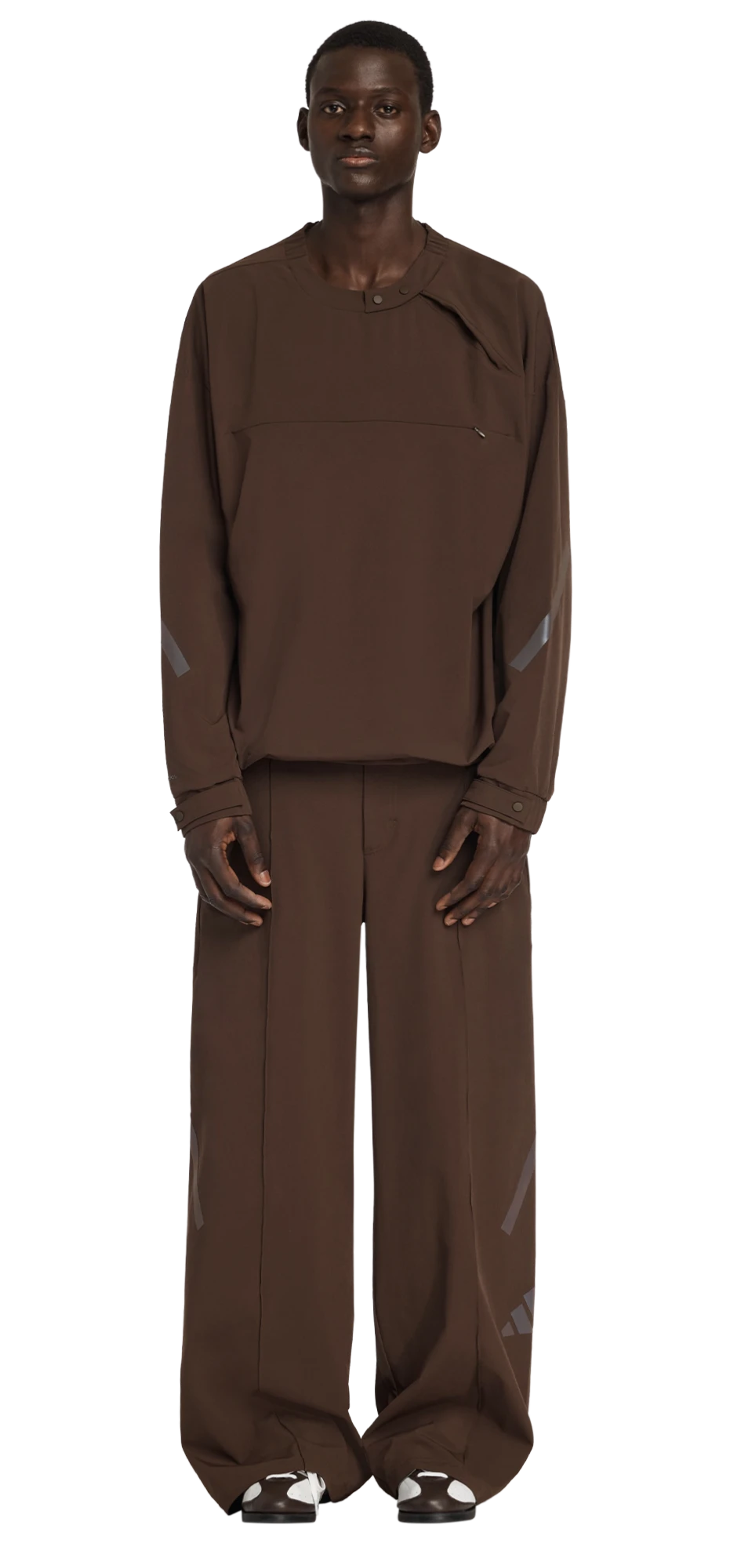 adidas-x-entire-studios-z-n-e-half-zip-woven-medium-brown-8 character front view