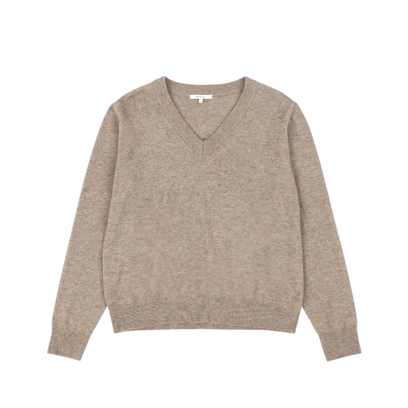 knit-v-neck-camel garment view