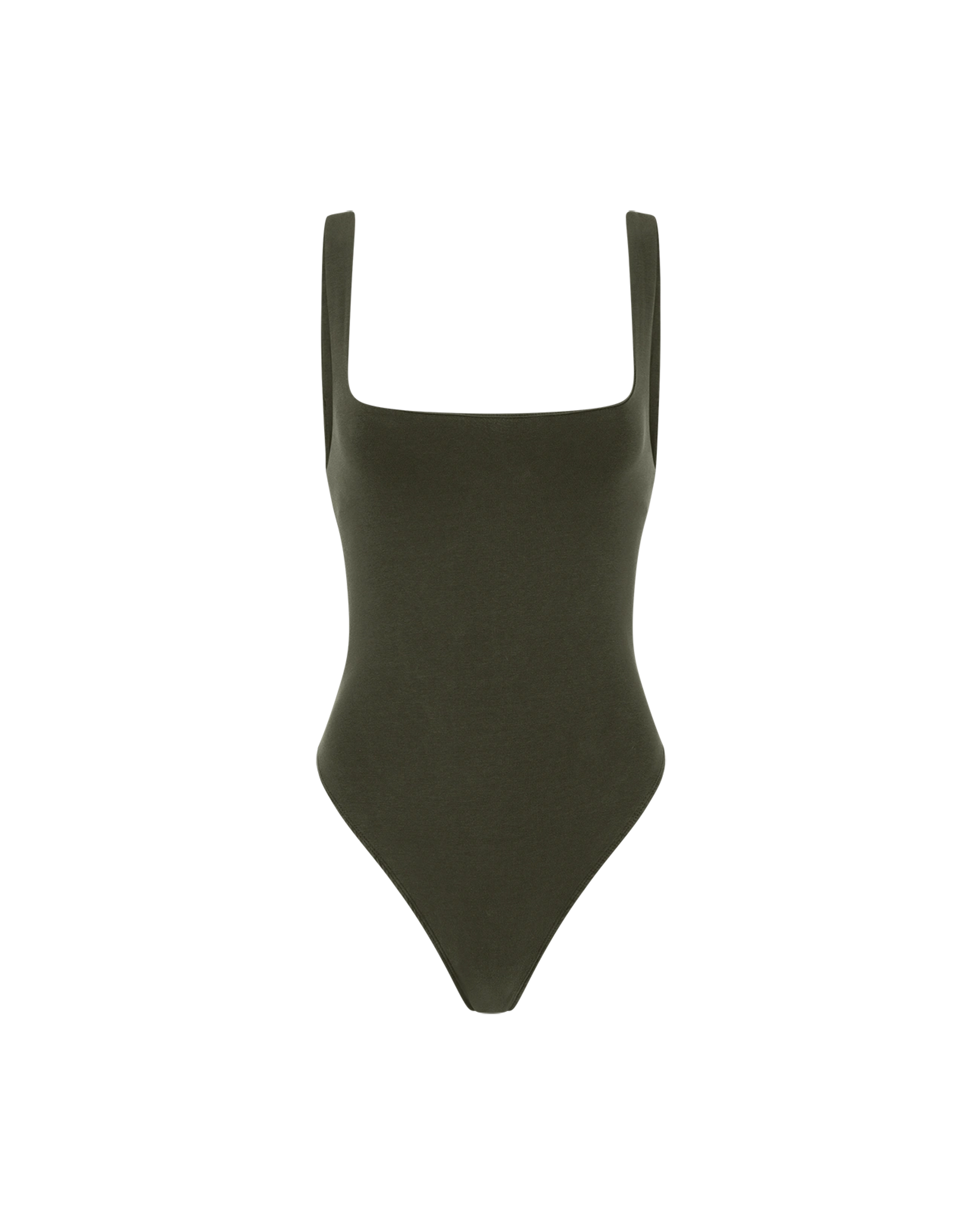 Square Neck Bodysuit Cotton Spandex Military - Image 1