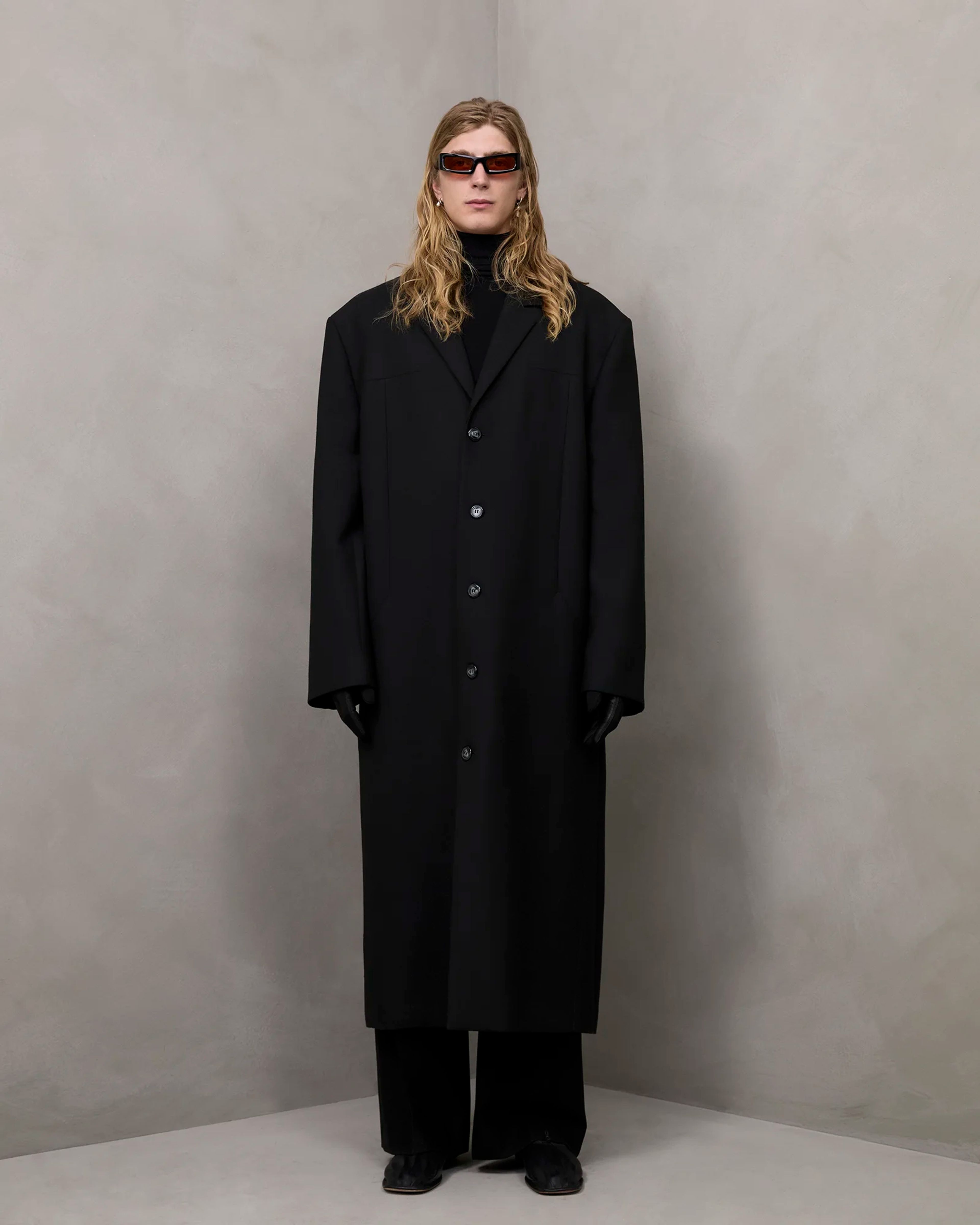 Structured Coat Black Wool - Image 1