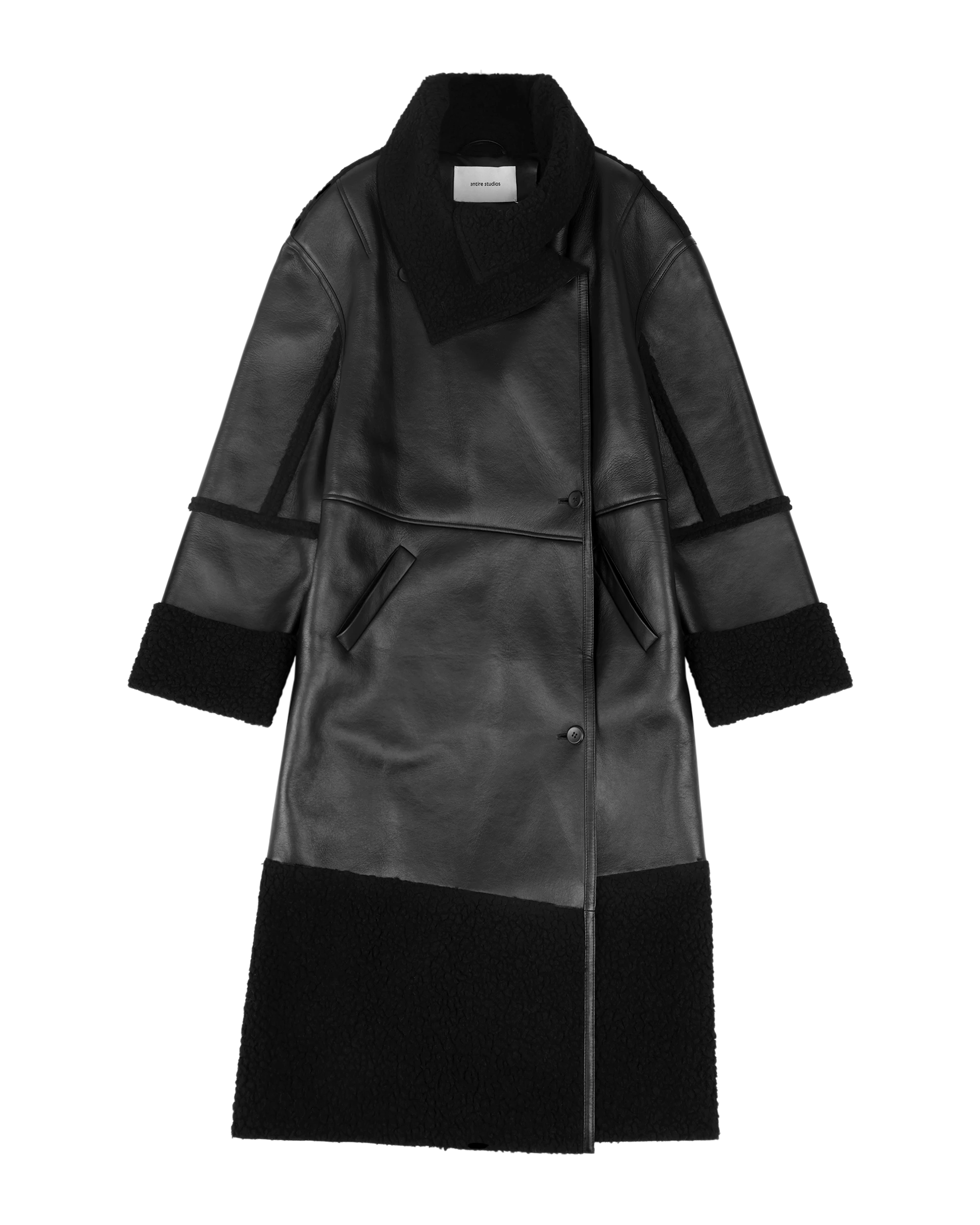 Long Shearling Coat Black - Image 4