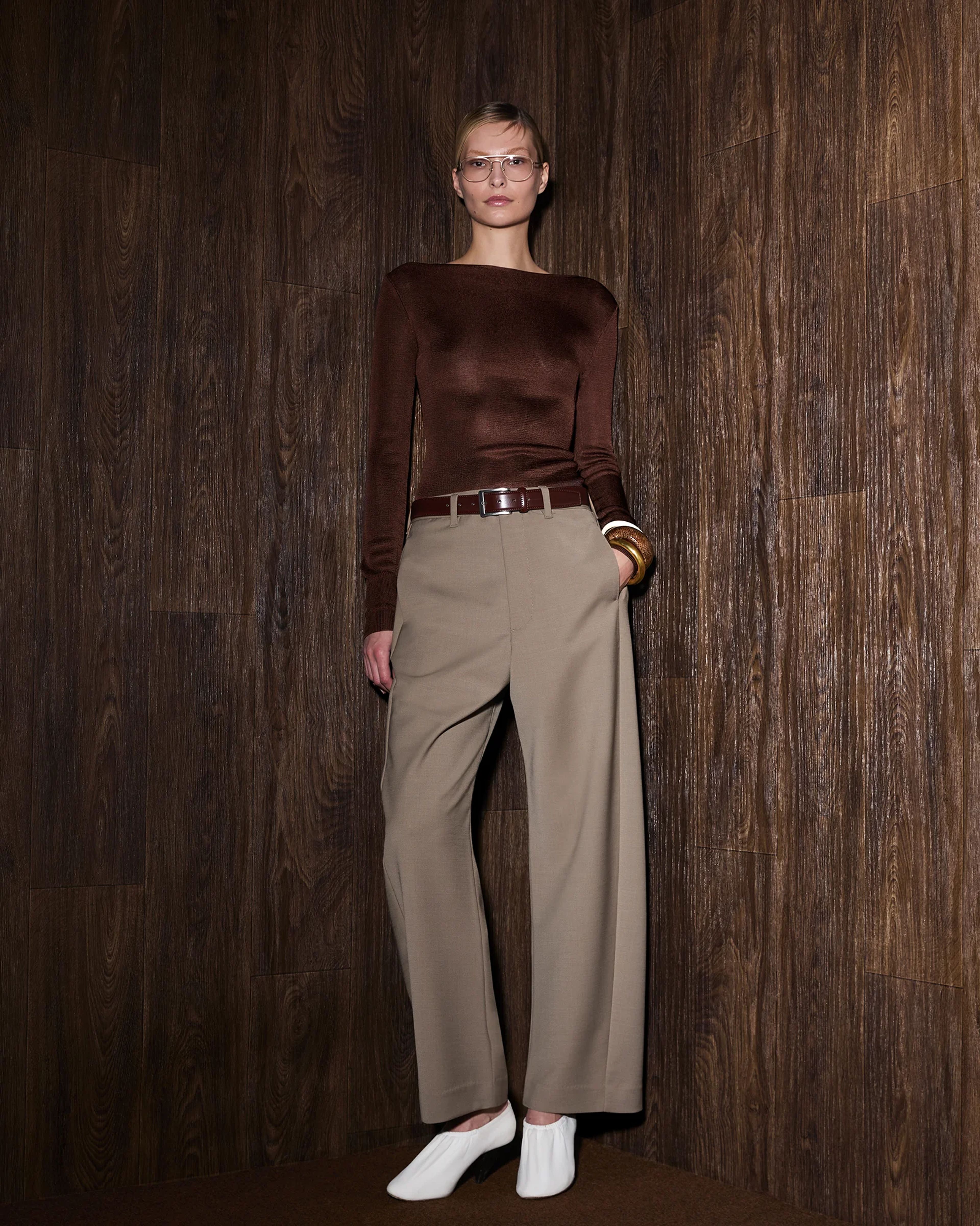 LS Boat Neck Top Chocolate - Image 1