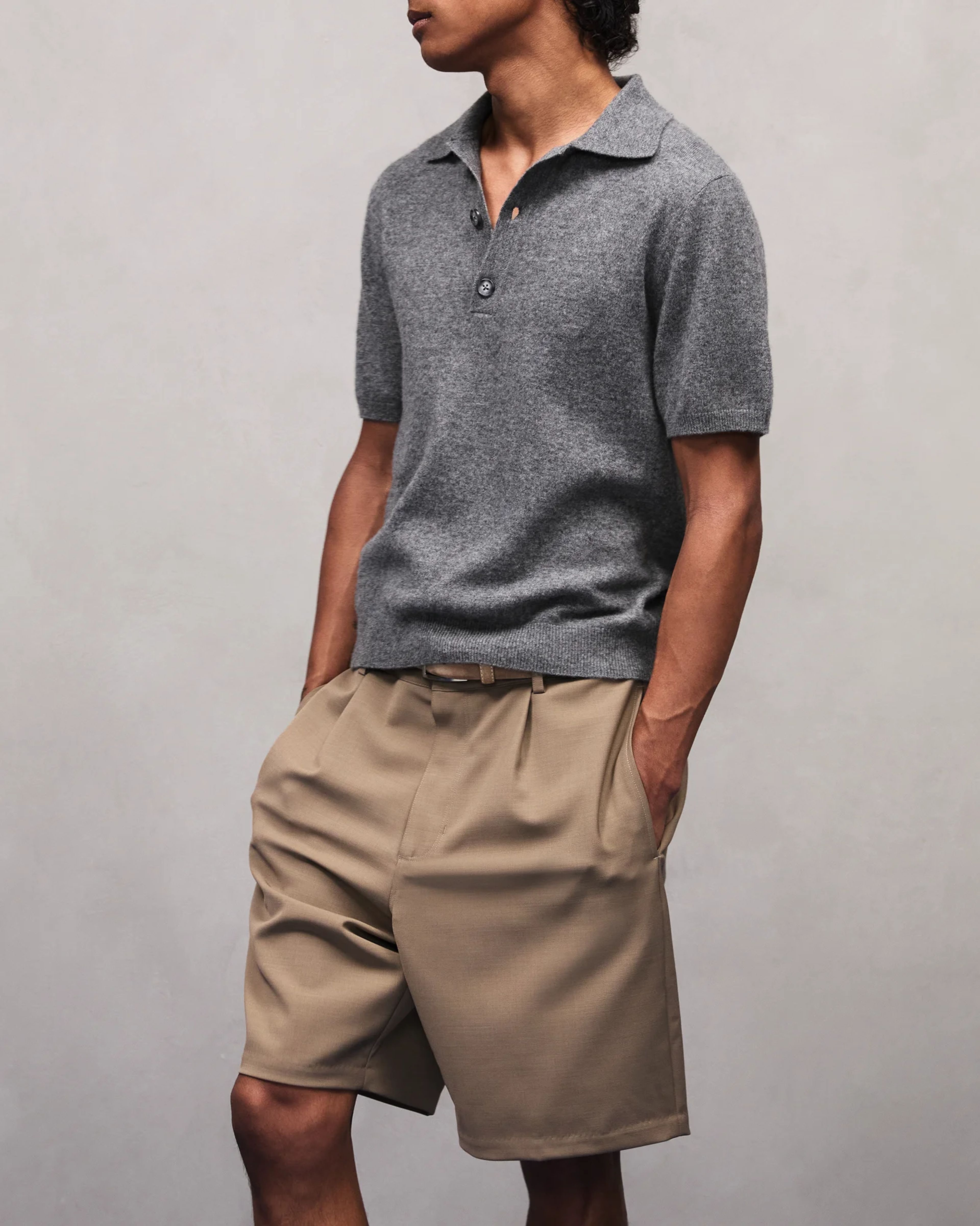 Short Sleeve Knit Polo Concrete - Image 3
