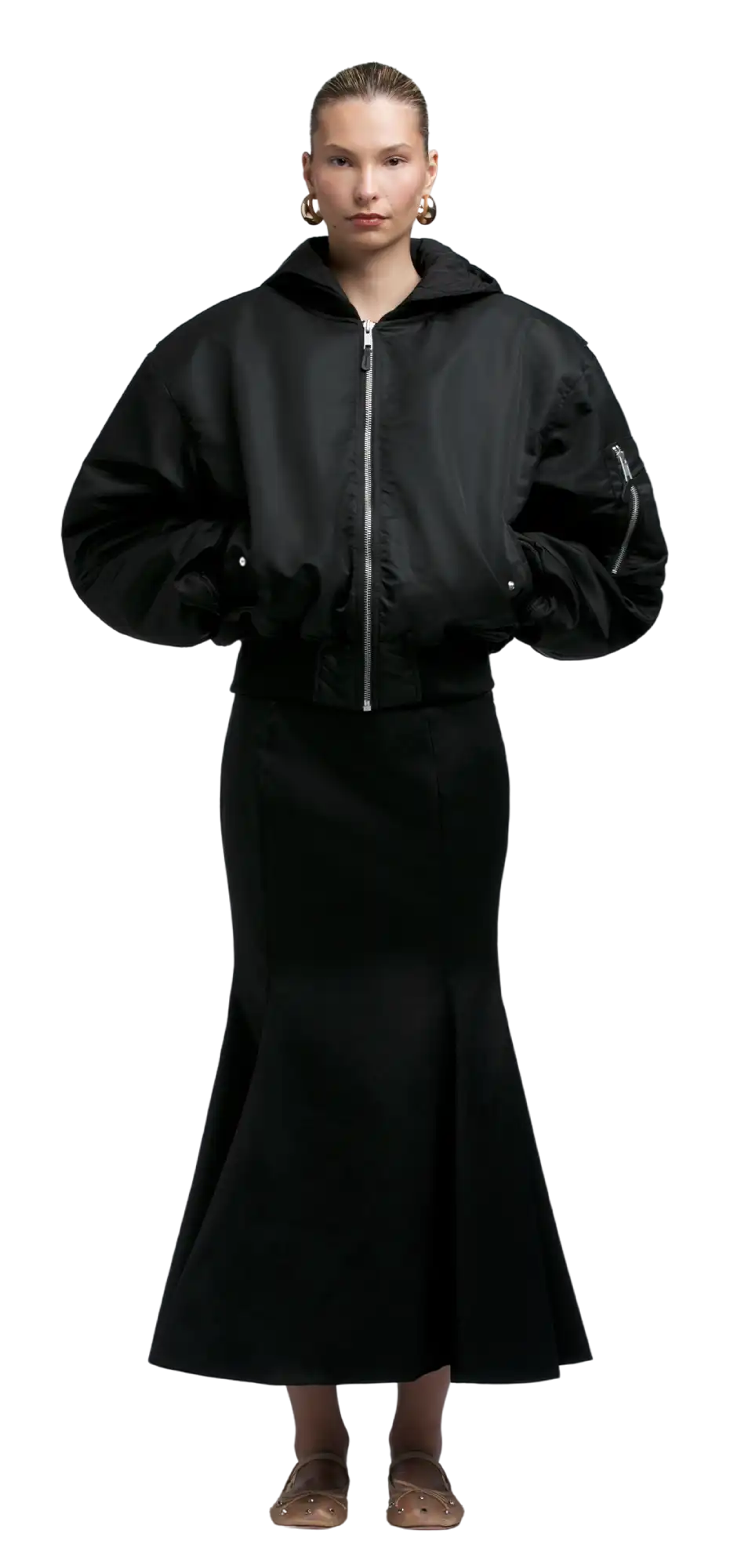 burgeon-skirt-black-sateen character front view