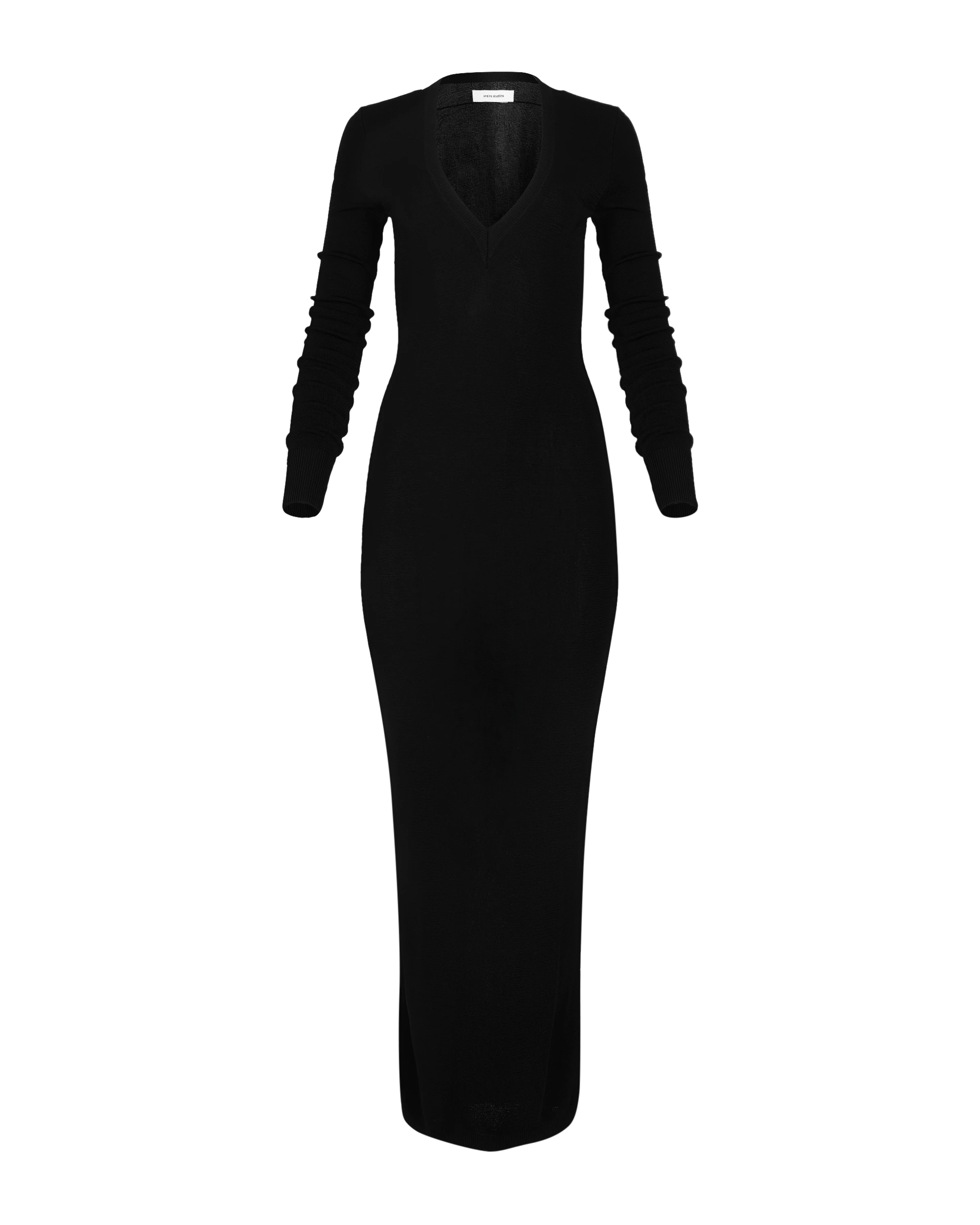 Long Sleeve V-Neck Midi Black - Image 3