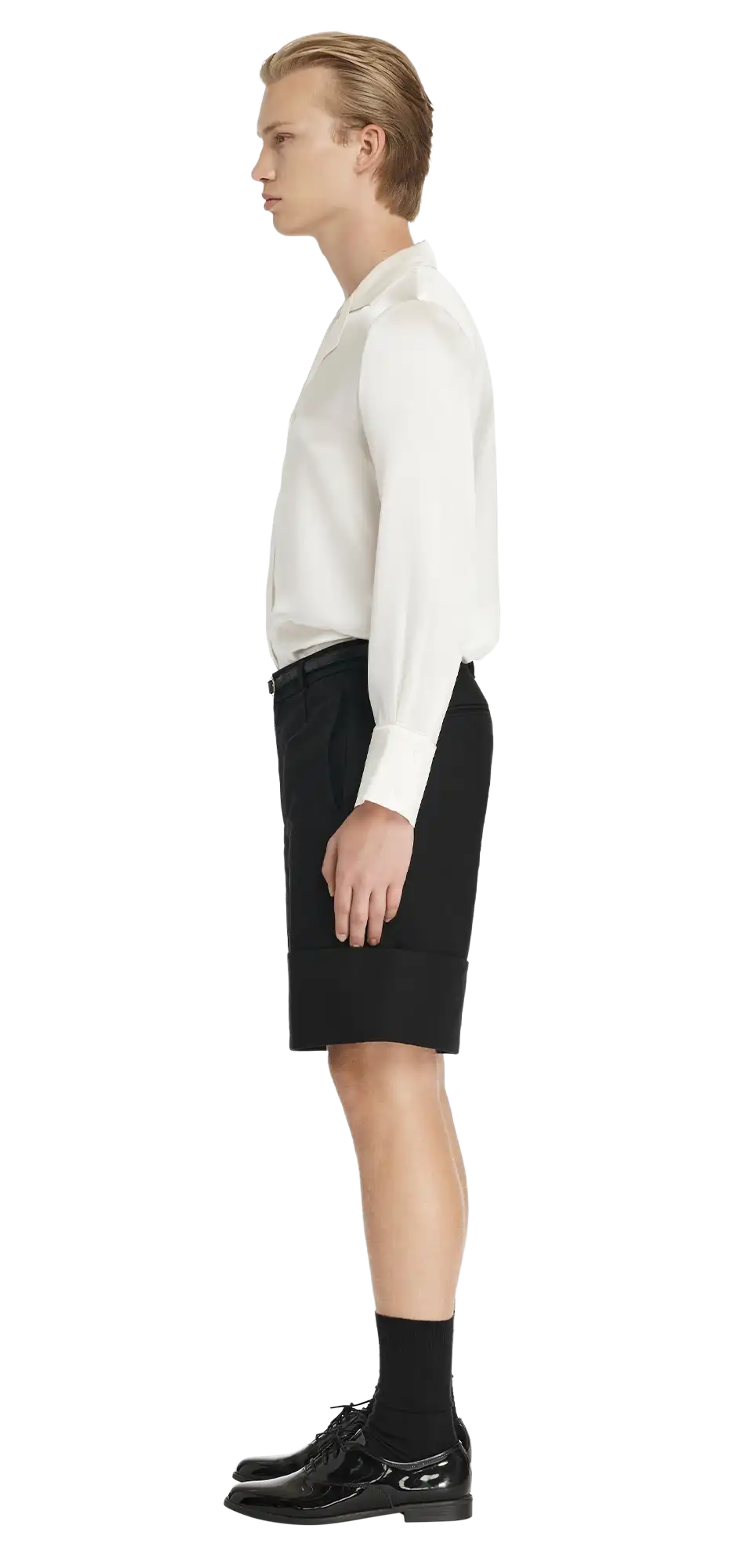 cuffed-shorts-black-cotton character left view