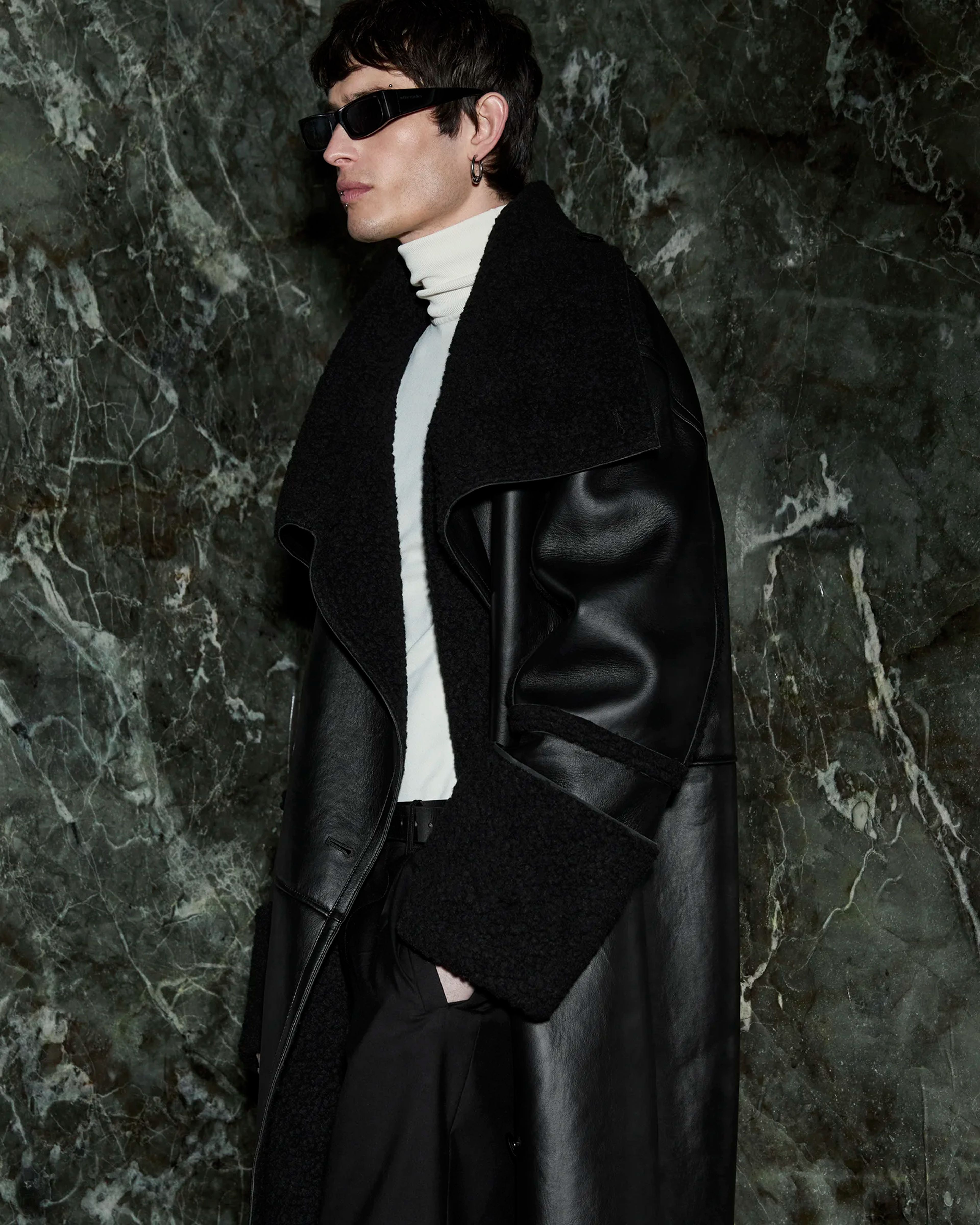 Long Shearling Coat Black - Image 2